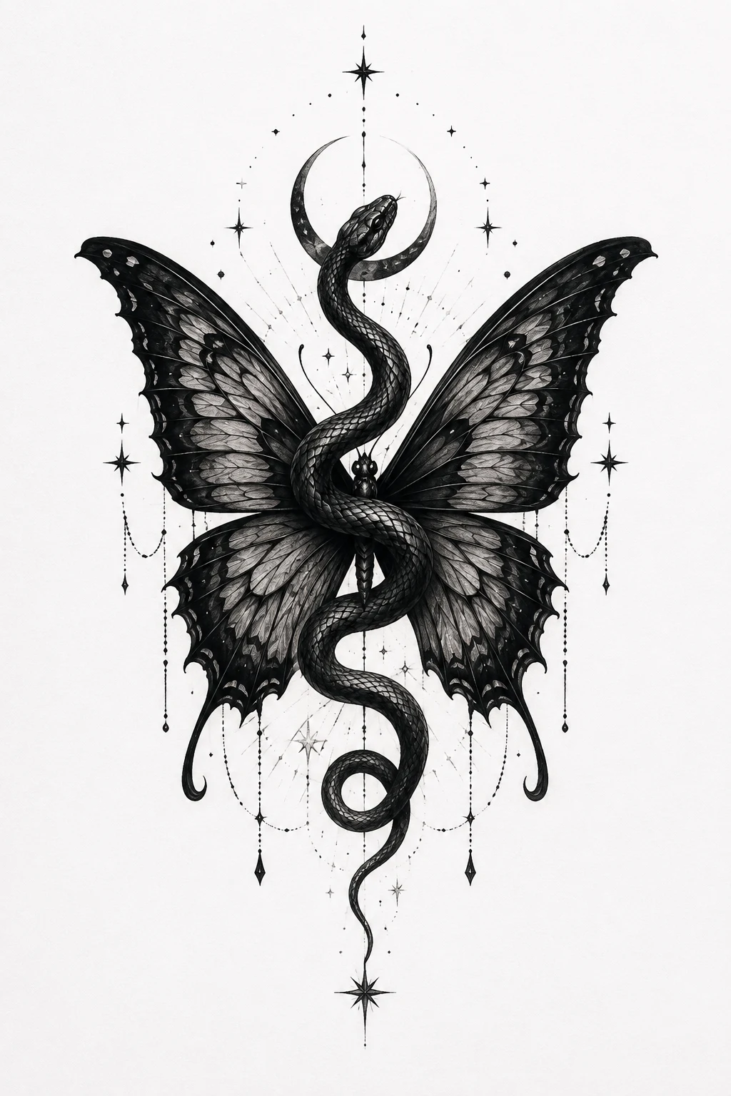 Gothic Snake Butterfly Tattoo — snake butterfly tattoo style outfit