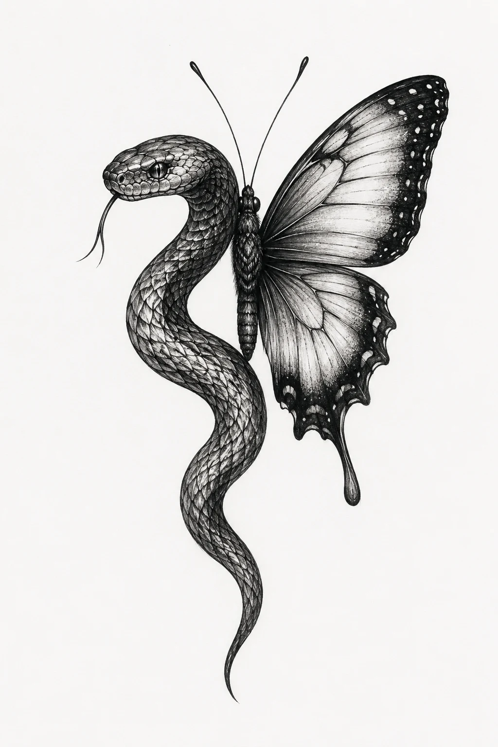 Half Snake, Half Butterfly — snake butterfly tattoo style outfit