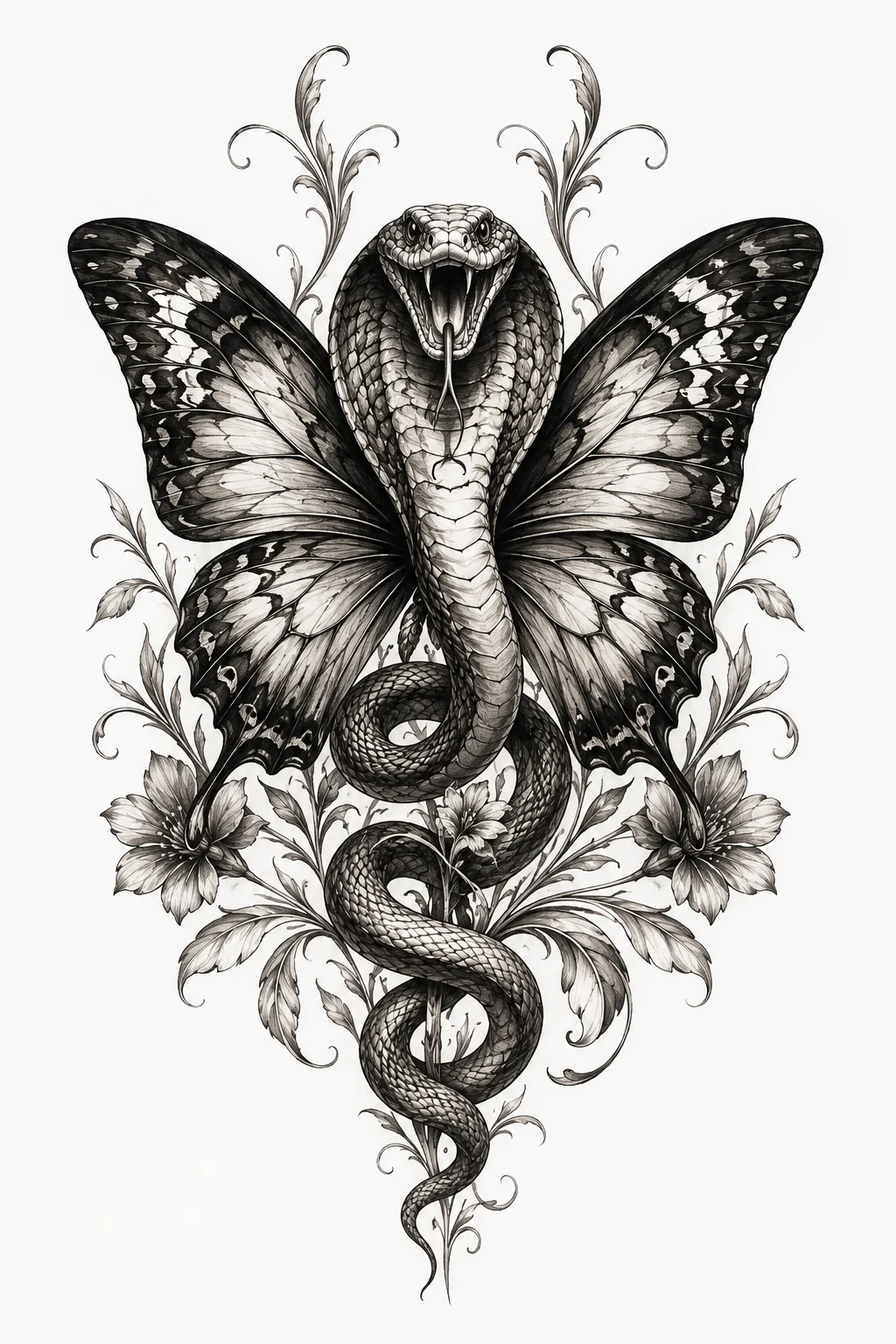 Cobra Butterfly Tattoo — snake butterfly tattoo style outfit