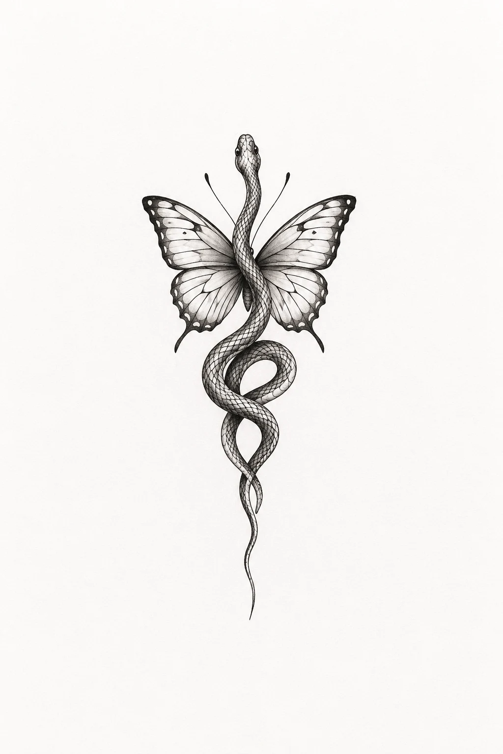 Tiny Serpent Butterfly — snake butterfly tattoo style outfit