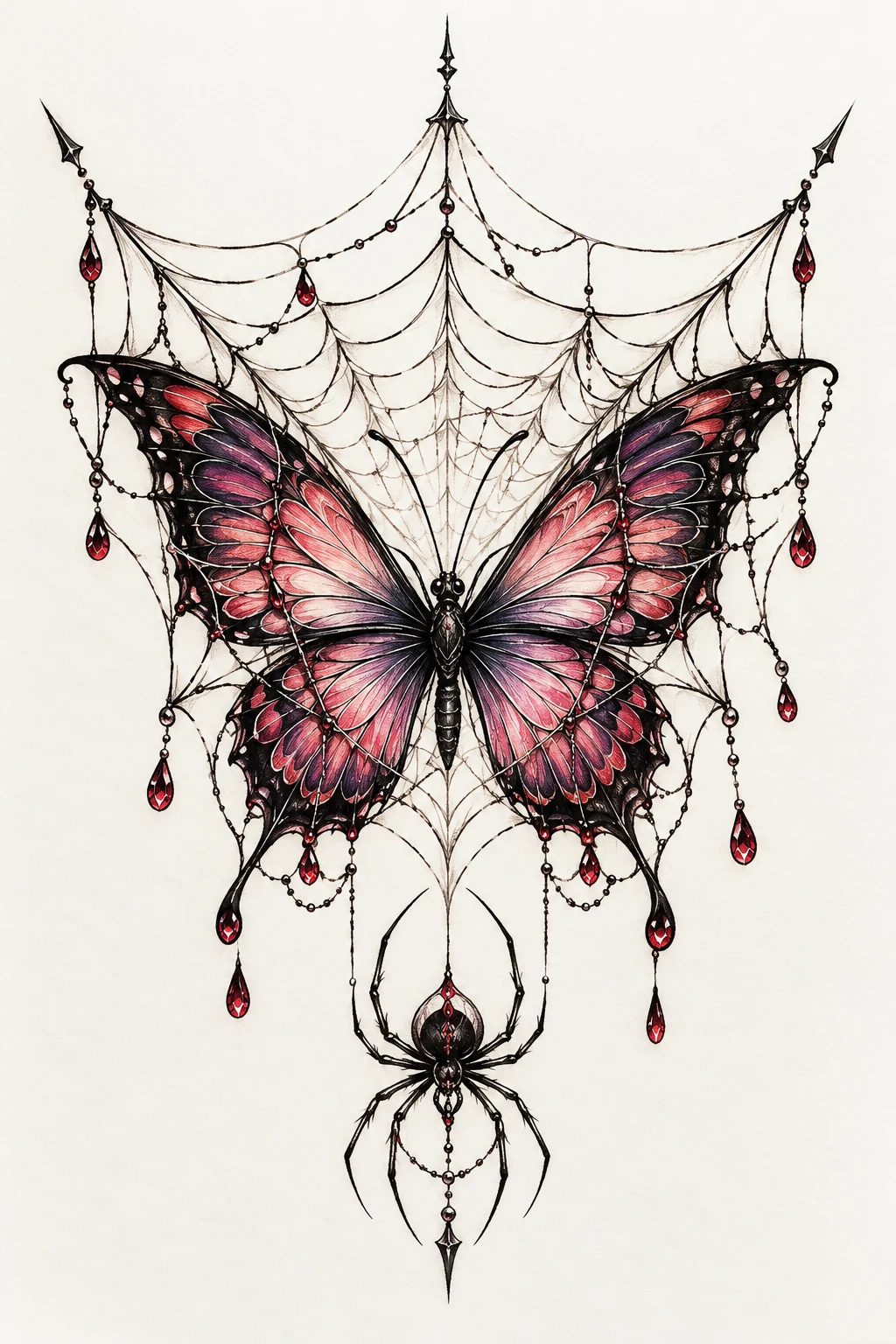 Butterfly in a Spider Web Tattoo — spider butterfly tattoo style outfit