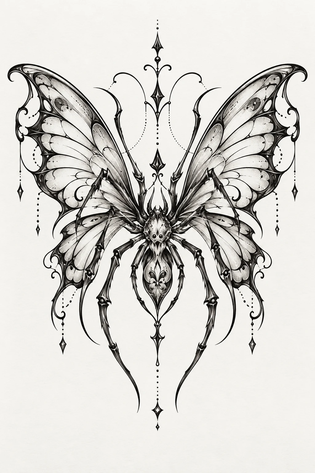 Ornamental Spider Butterfly Stencil — spider butterfly tattoo style outfit