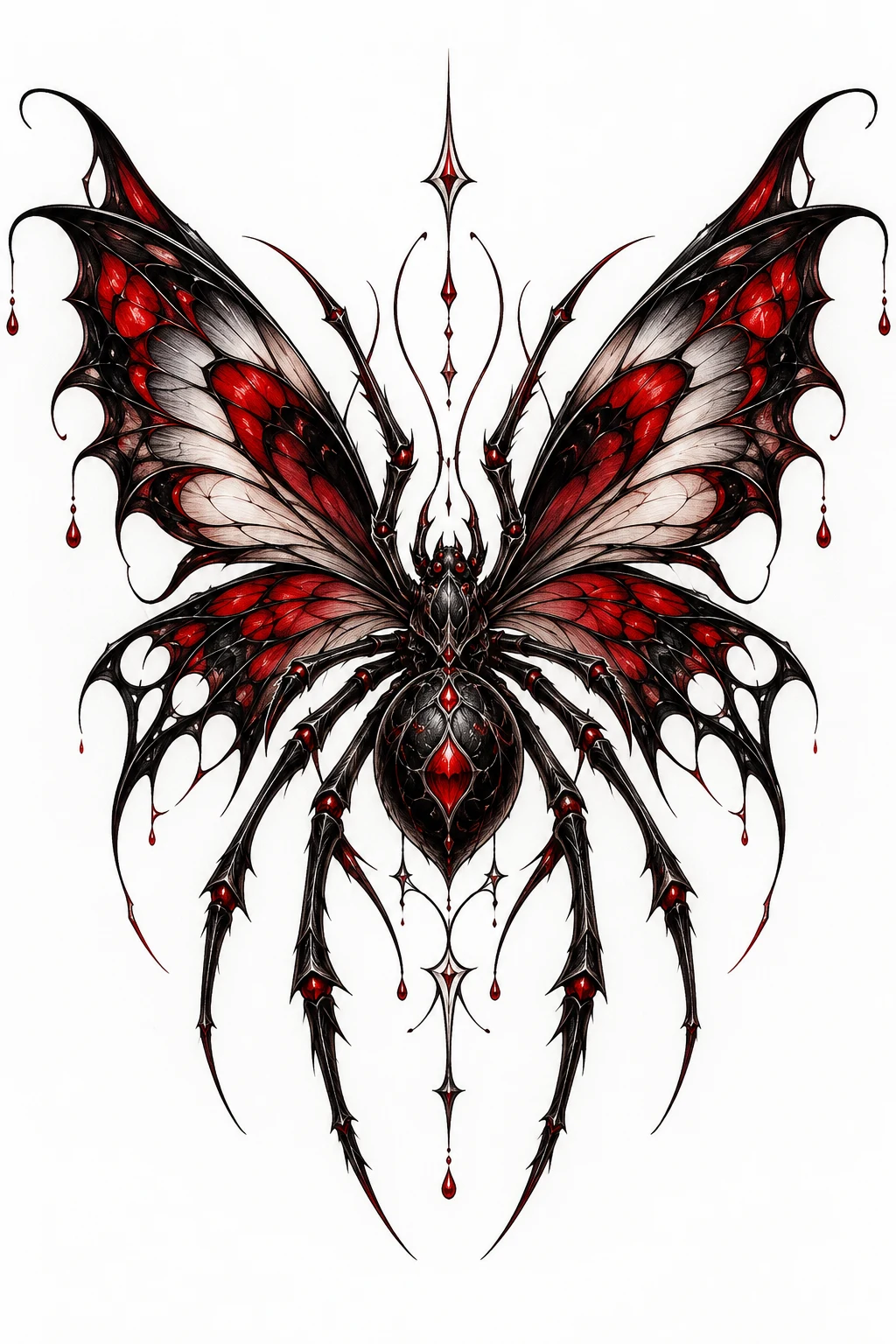 Spider Butterfly Tattoo With Red Accents — spider butterfly tattoo style outfit