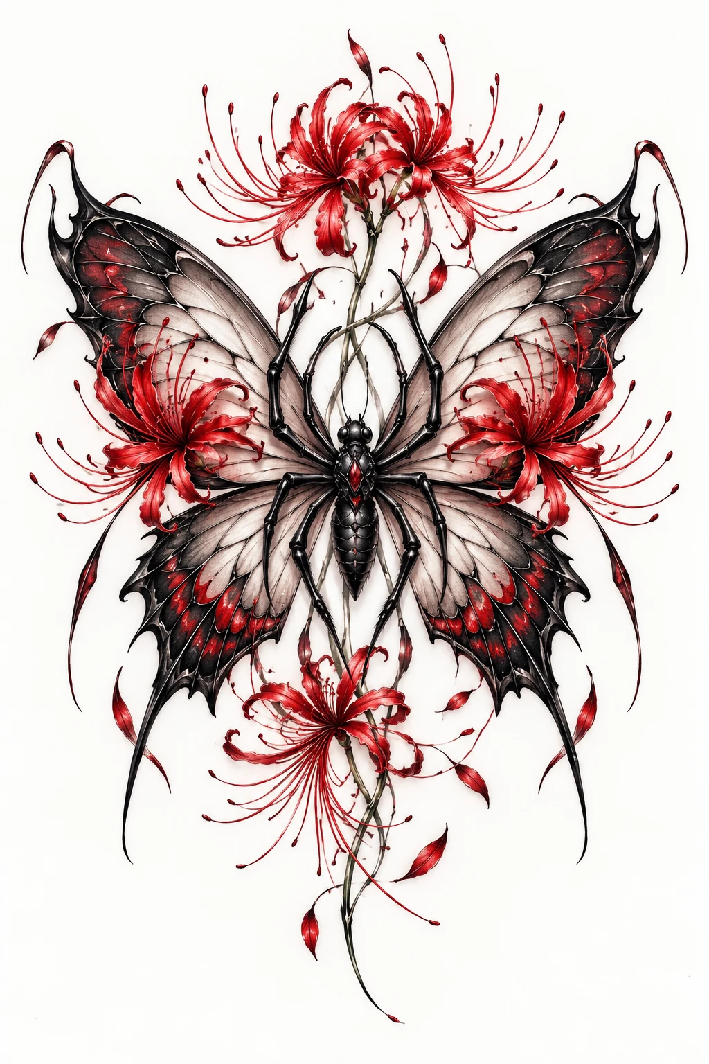 Spider Lily Butterfly Tattoo — spider butterfly tattoo style outfit