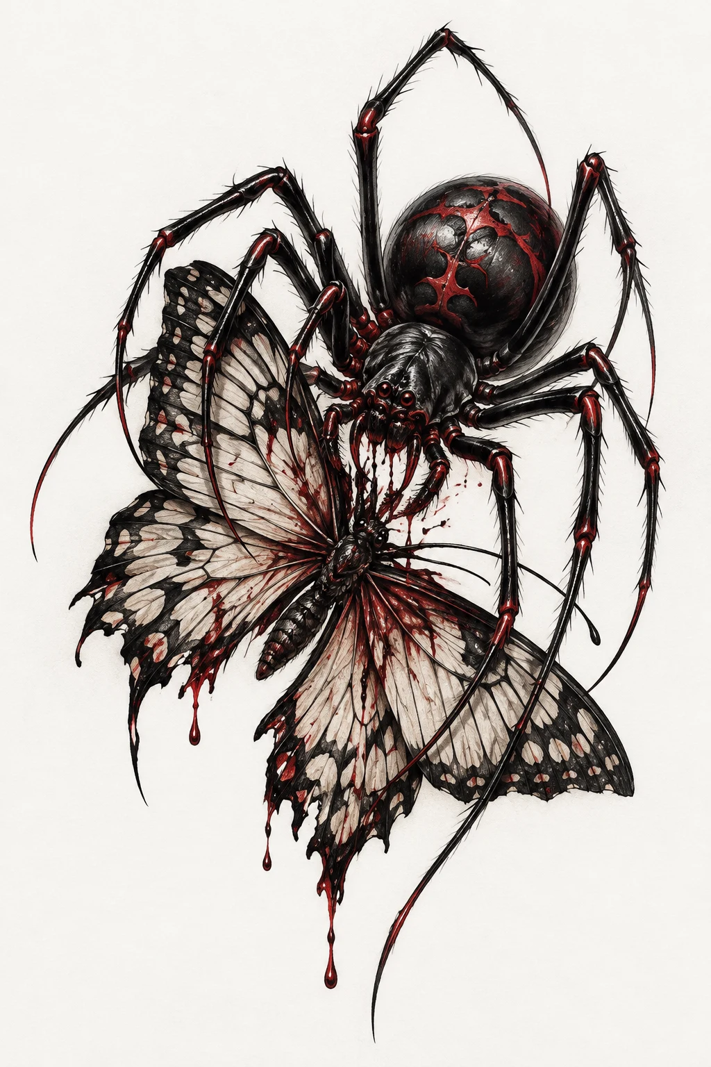 Spider Eating Butterfly Tattoo — spider butterfly tattoo style outfit