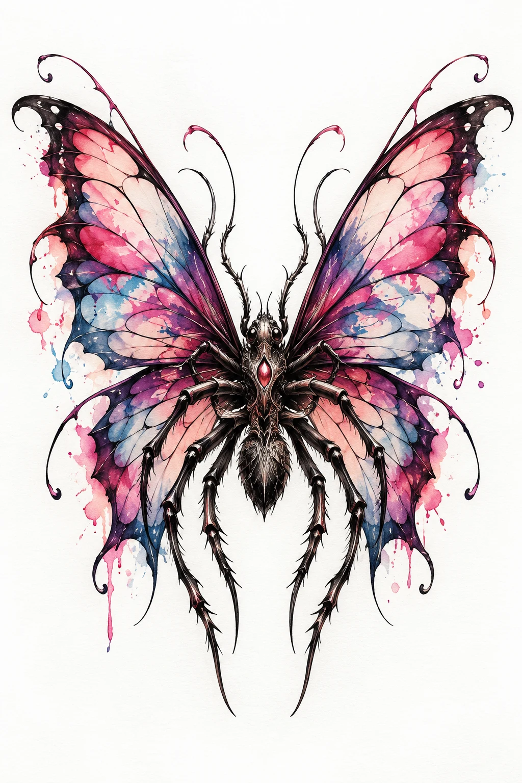 Spider Butterfly Art With Watercolor Wings — spider butterfly tattoo style outfit