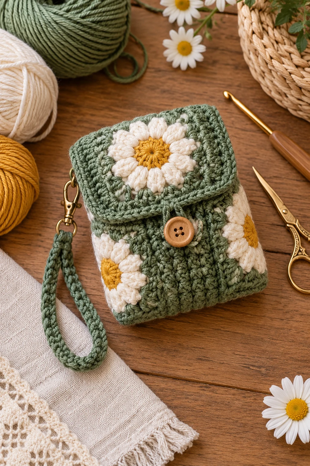 Tiny Square Crochet Pouch — square crochet bag style outfit