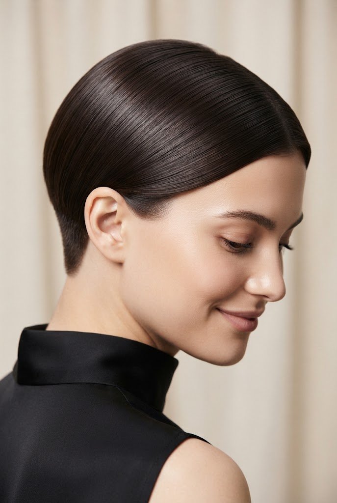 Straight Back Tapered Crop — Straightened hairstyles for short hair style outfit