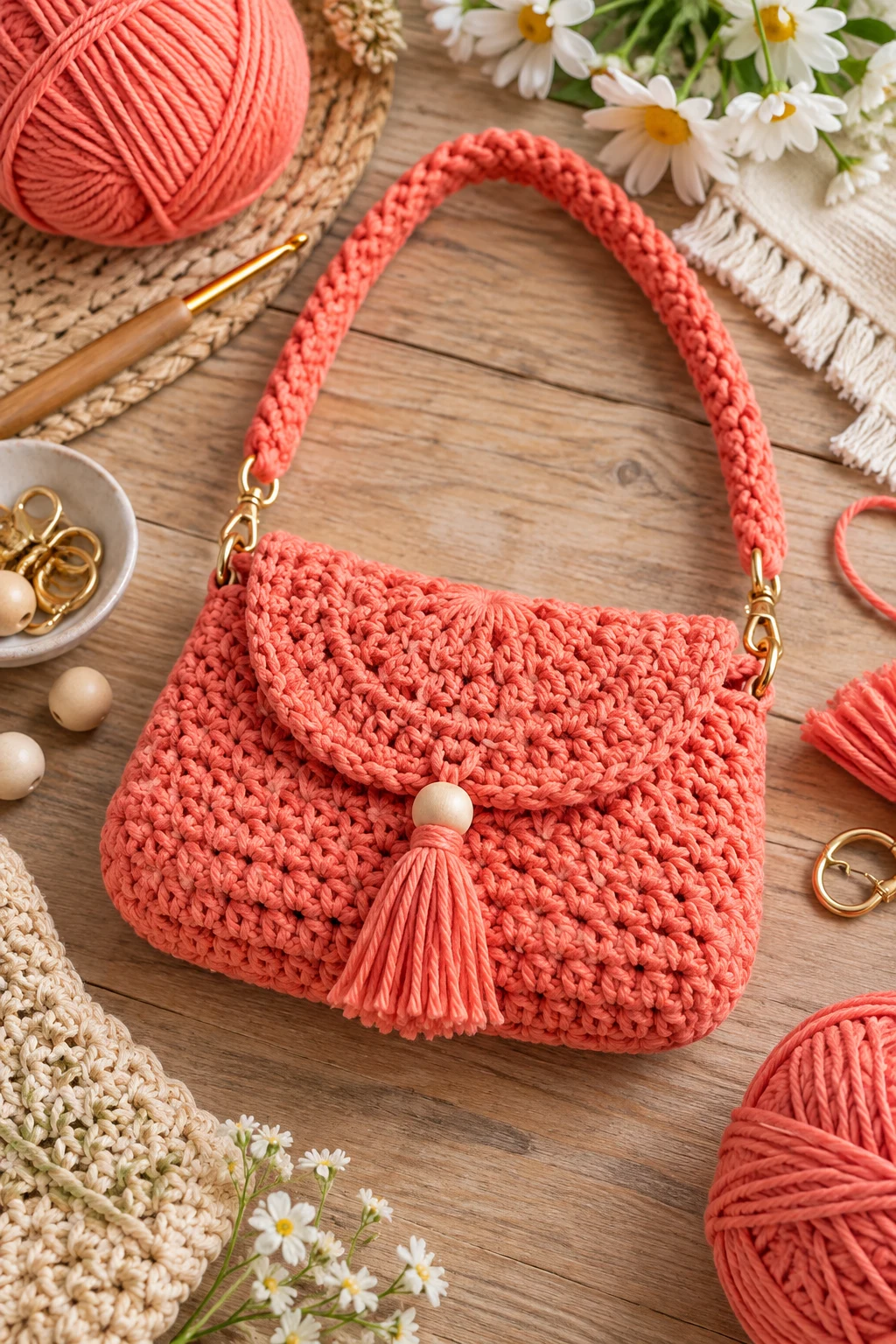 Coral Mini Summer Purse — summer bag crochet style outfit
