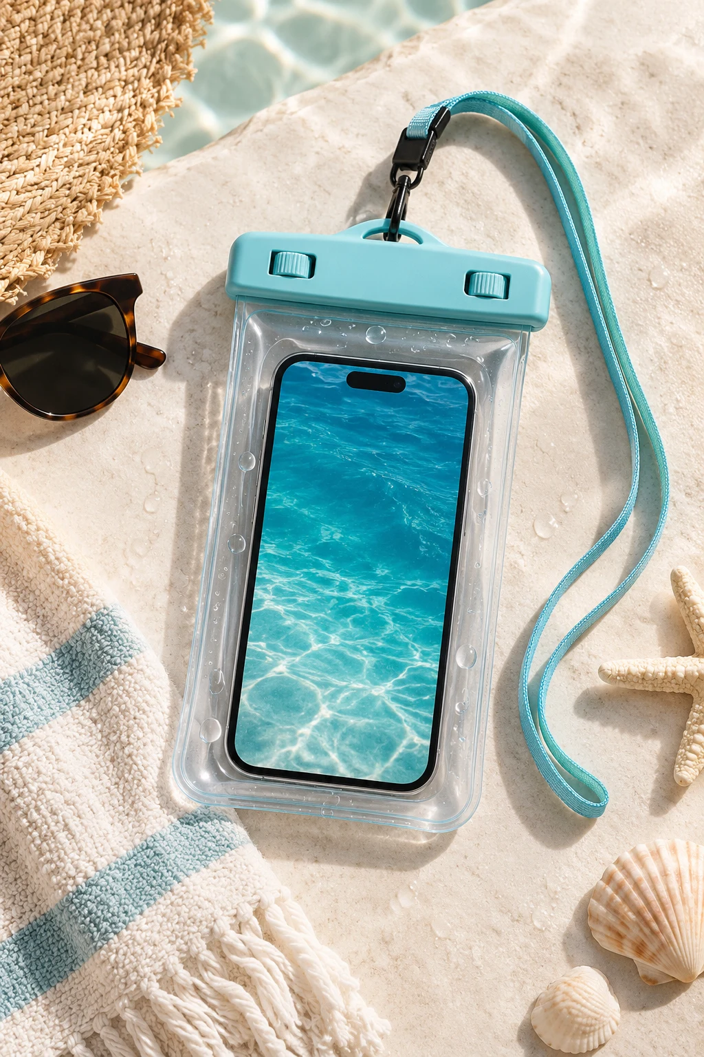 A Waterproof Phone Pouch — Summer beach bag essentials style outfit
