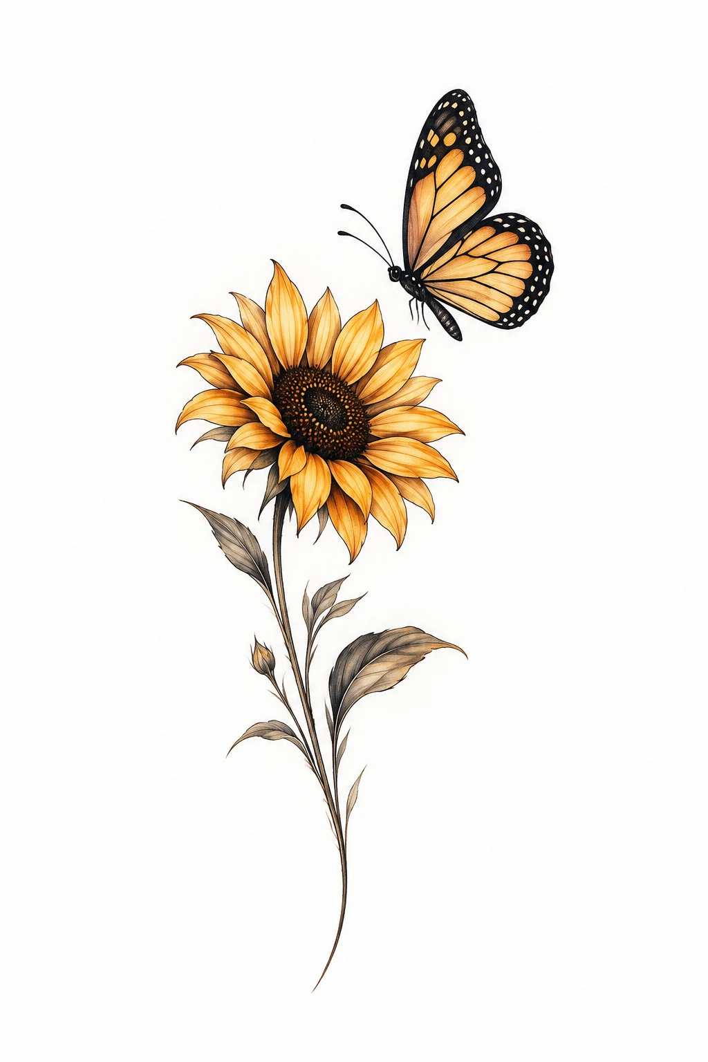 Tiny Wrist Pair — Sunflower and Butterfly Tattoo Small — sunflower and butterfly tattoo style outfit