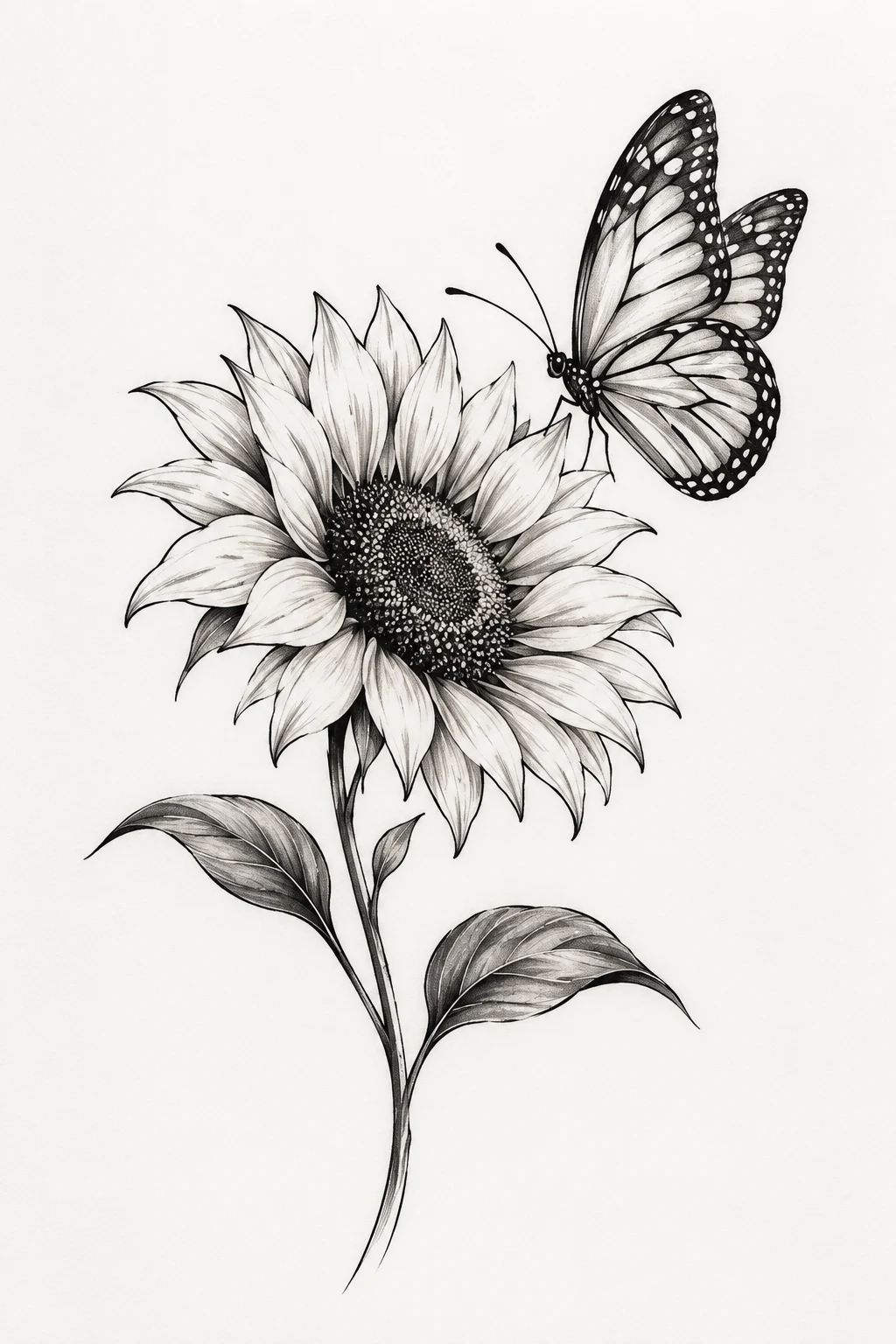 Fine-Line Minimalist Pair — sunflower and butterfly tattoo style outfit