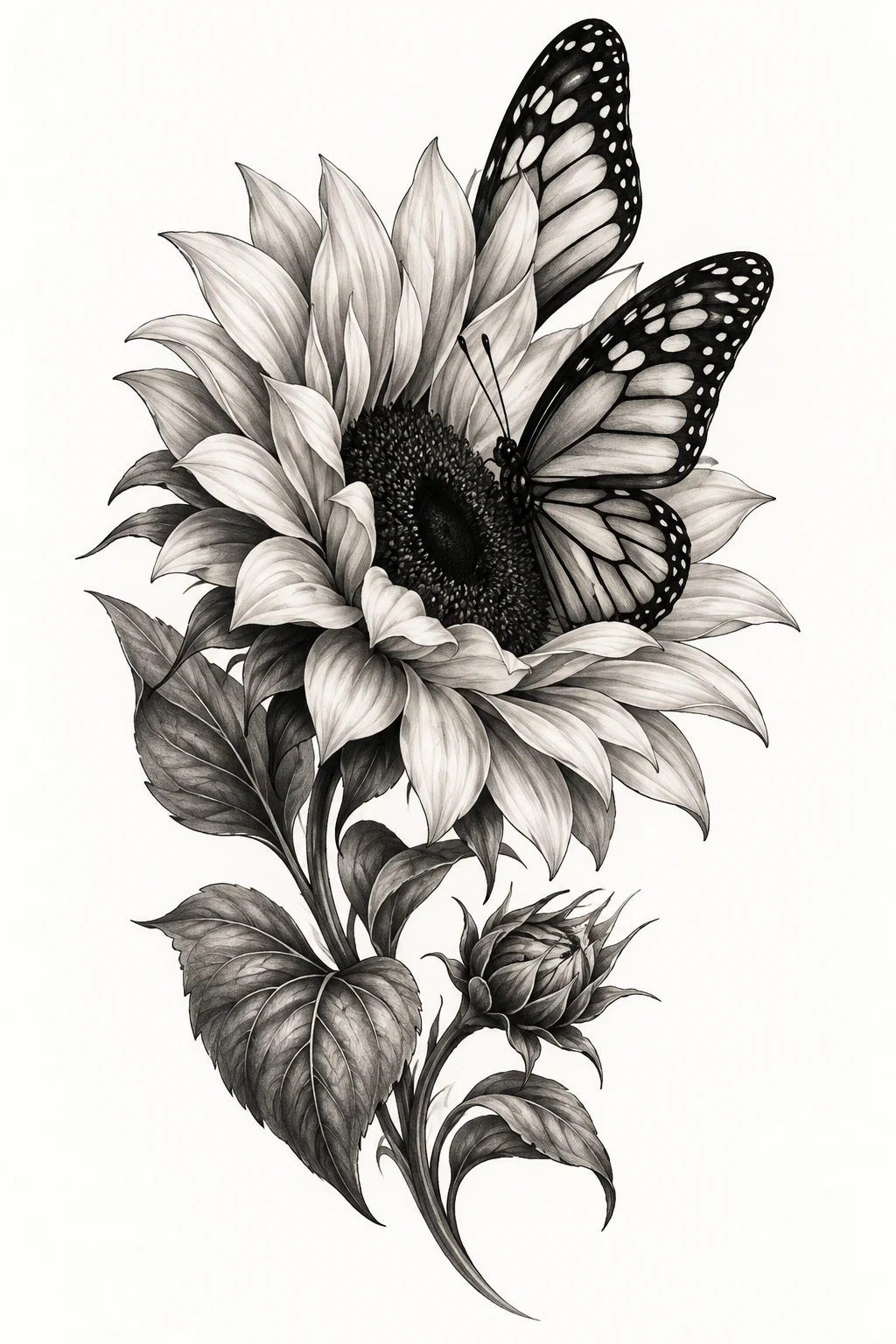 Butterfly Emerging From the Petals — sunflower and butterfly tattoo style outfit