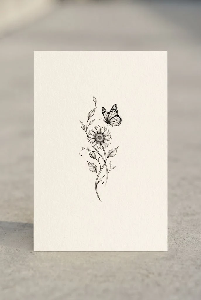 Petite Wrist and Hand Blossom — sunflower butterfly tattoo style outfit
