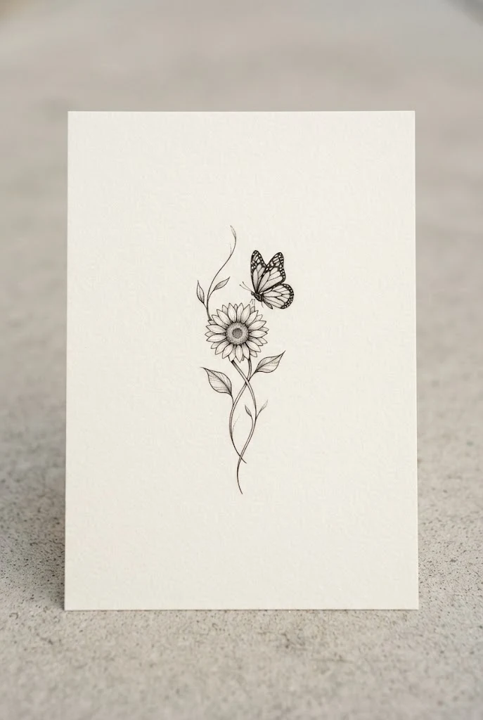 Delicate Mini Blossom and Insect — sunflower butterfly tattoo style outfit