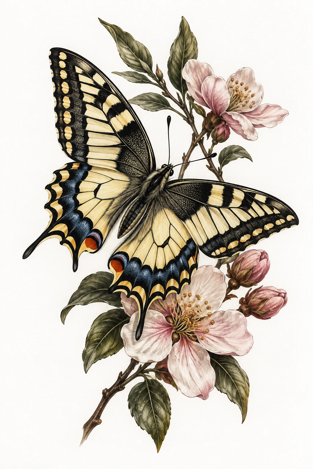 Realistic Swallowtail Butterfly Scene — swallowtail butterfly tattoo style outfit