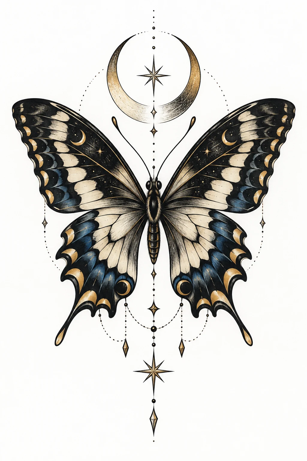 Crescent Moon Swallowtail — swallowtail butterfly tattoo style outfit