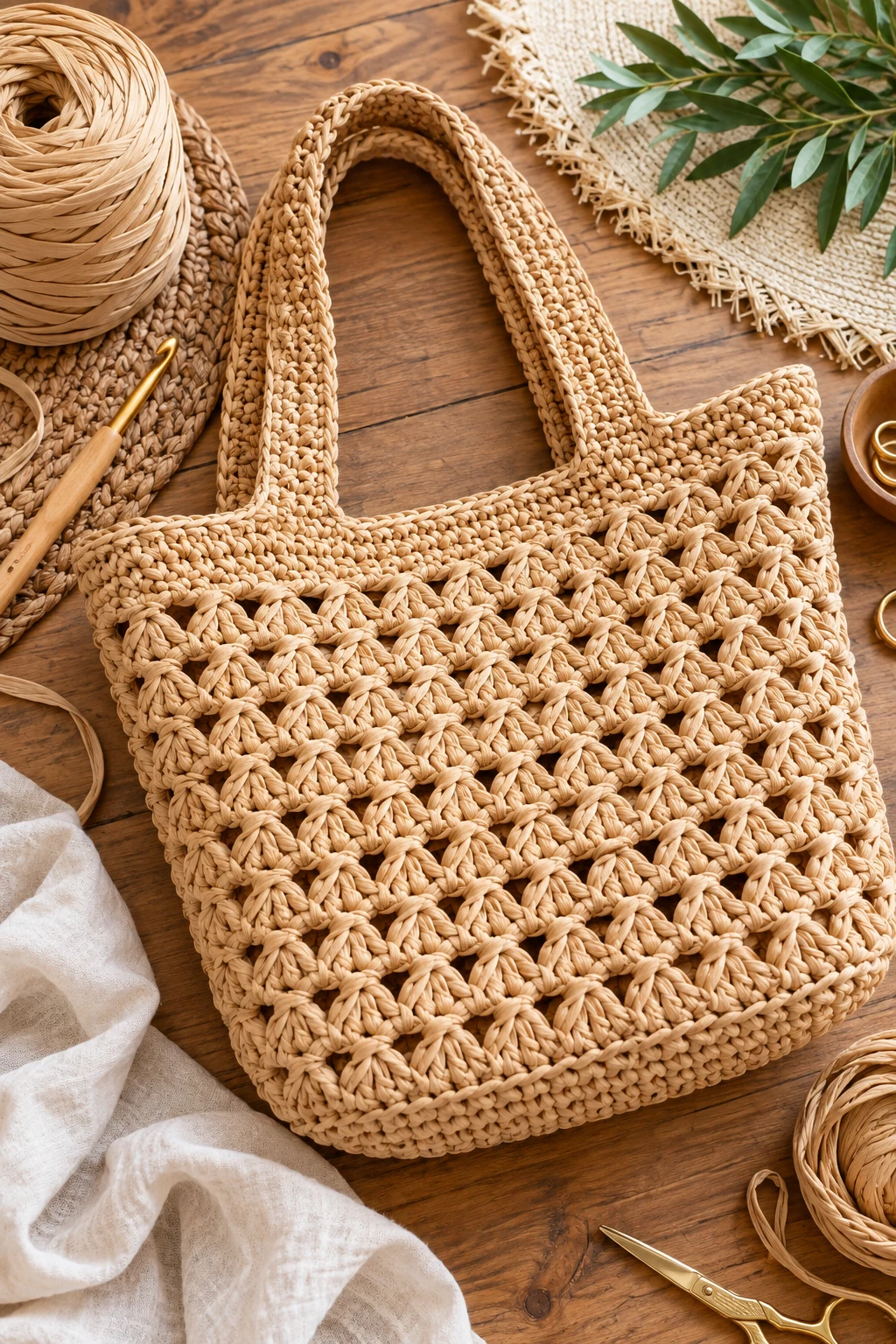 Raffia-Style T-Shirt Yarn Shopper — t shirt yarn crochet bag pattern free style outfit