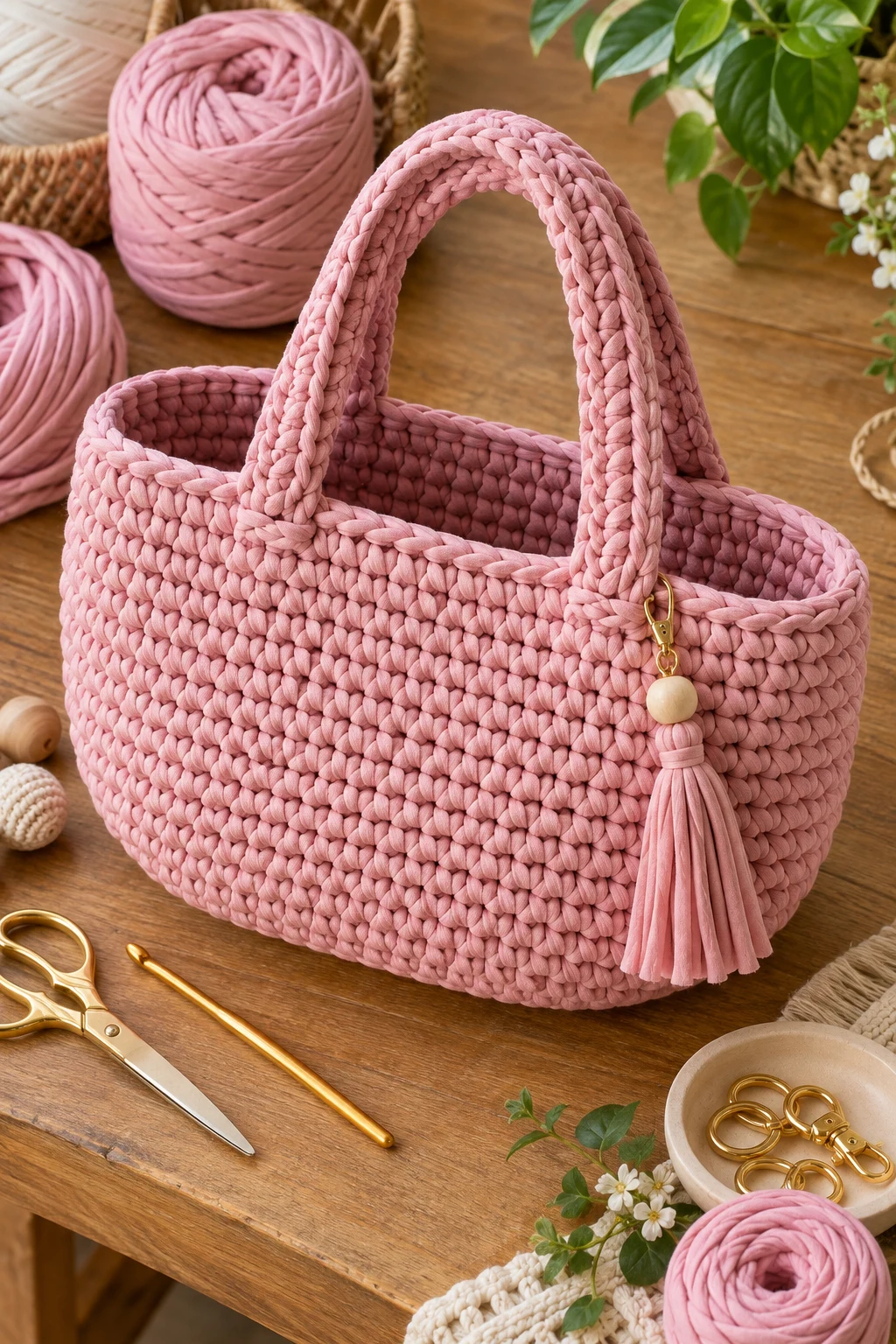Beginner-Friendly Oval Tote — t shirt yarn crochet bag pattern free style outfit
