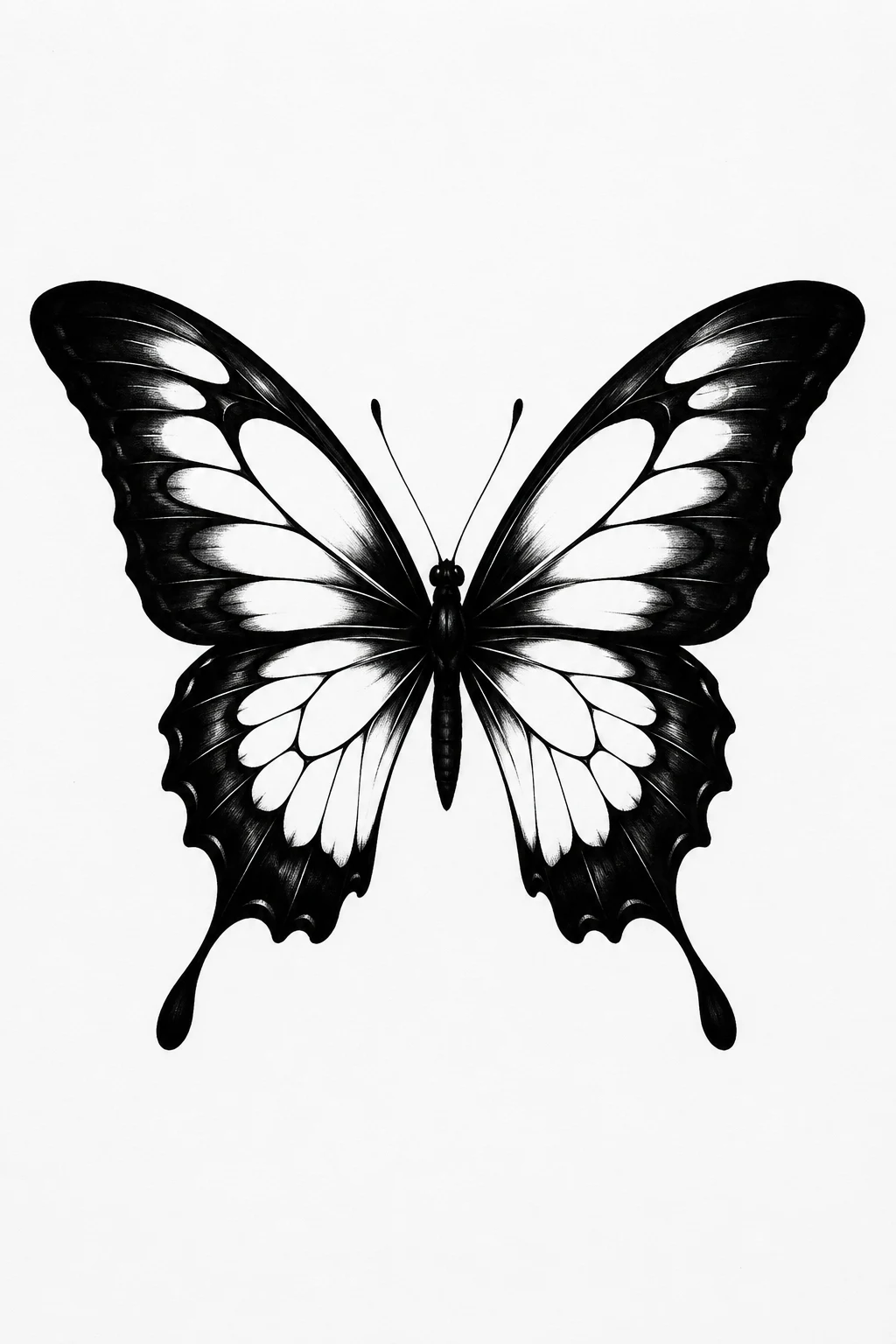 Black Butterfly With Negative Space — tattoo butterfly ideas style outfit