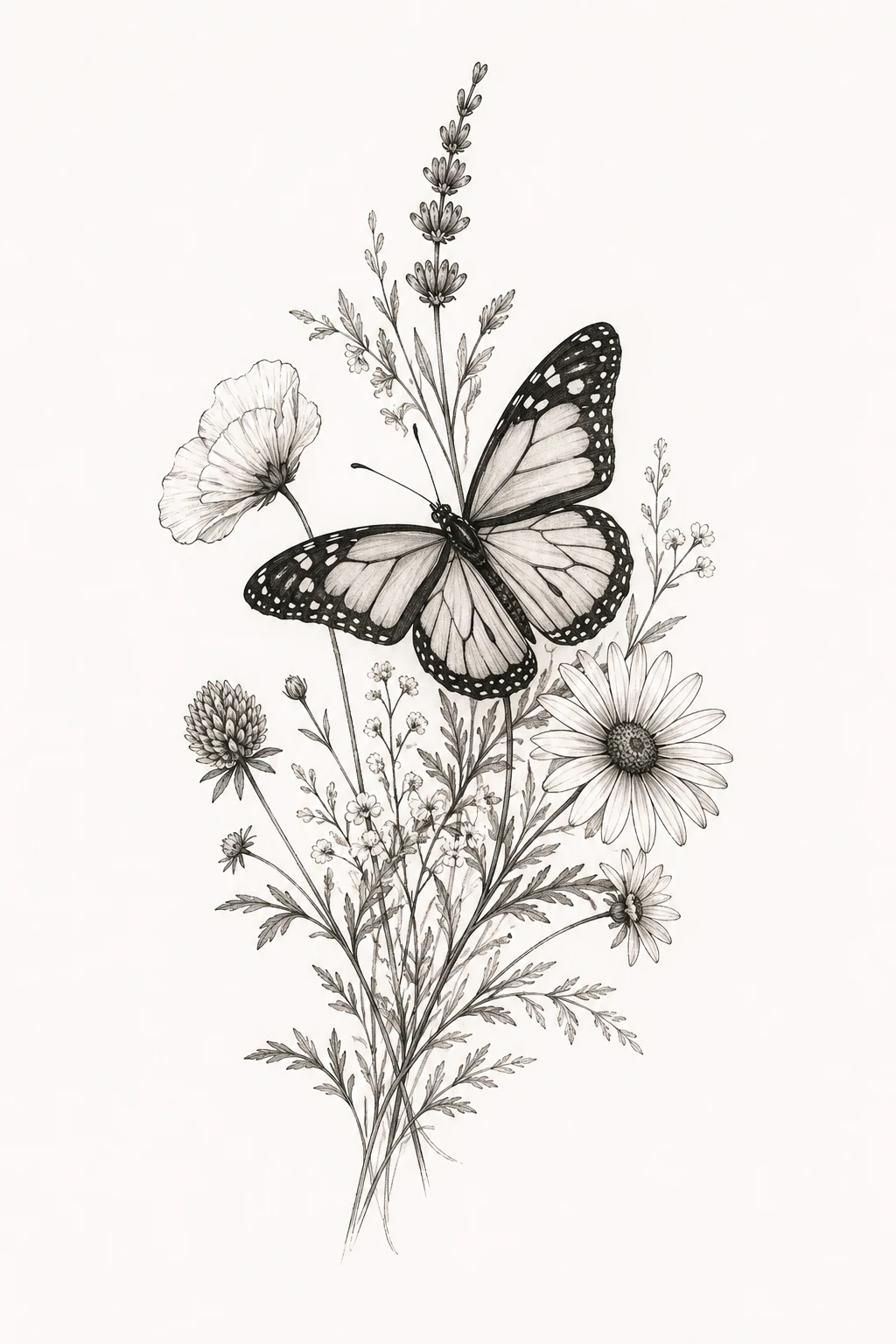 Butterfly and Wildflowers — tattoo butterfly ideas style outfit