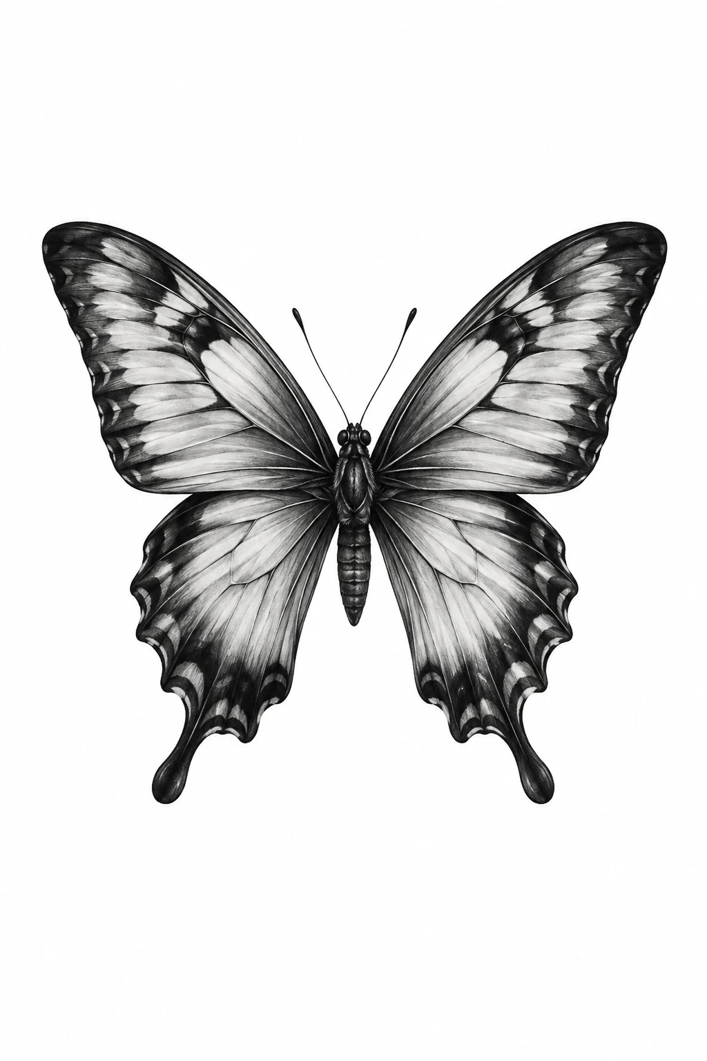 Black-and-Gray Realistic Butterfly — tattoo butterfly ideas style outfit