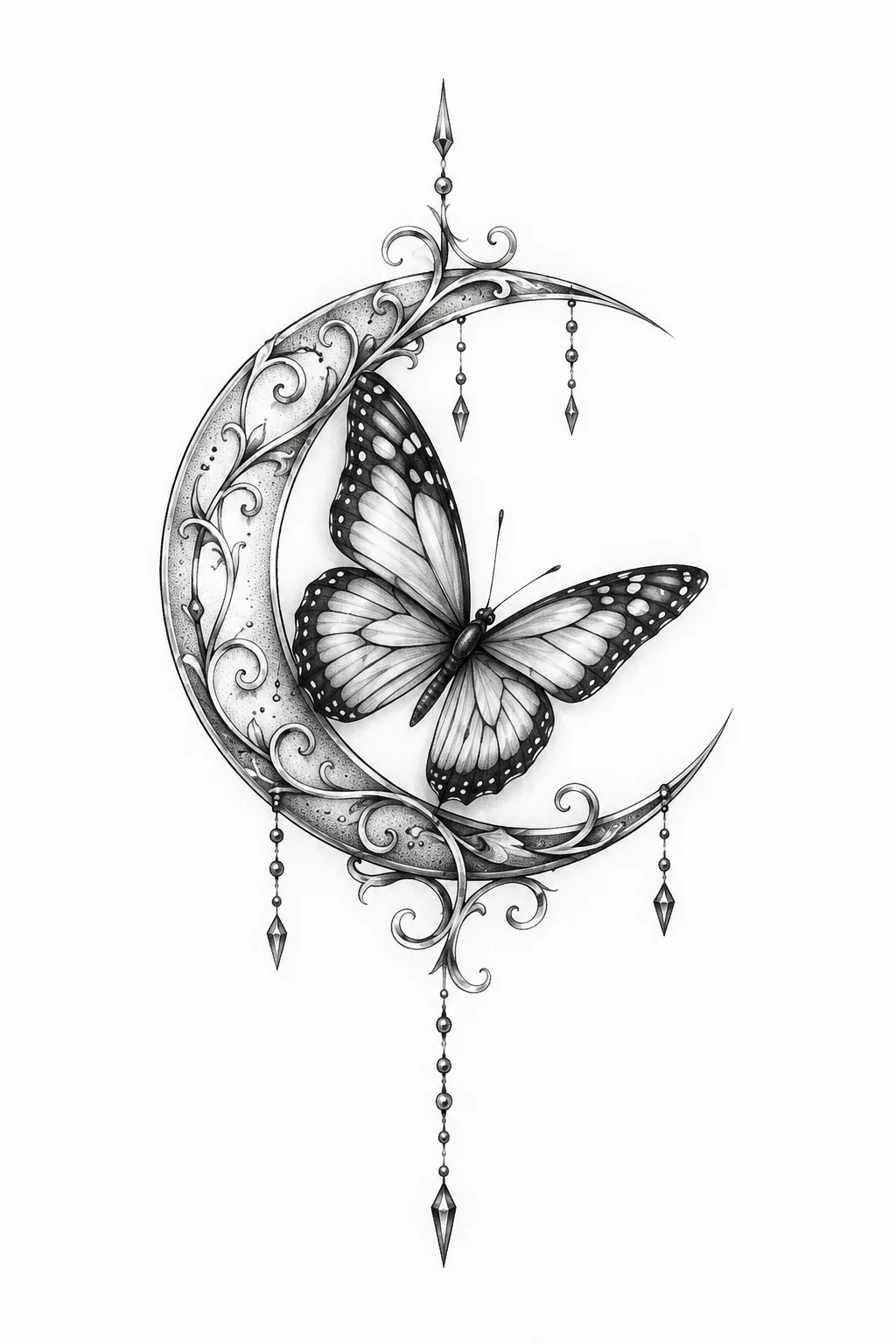 Crescent Moon and Butterfly — tattoo butterfly ideas style outfit