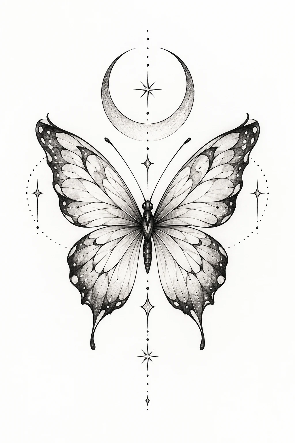 Fine-Line Luna Butterfly — tattoo ideas female butterfly style outfit