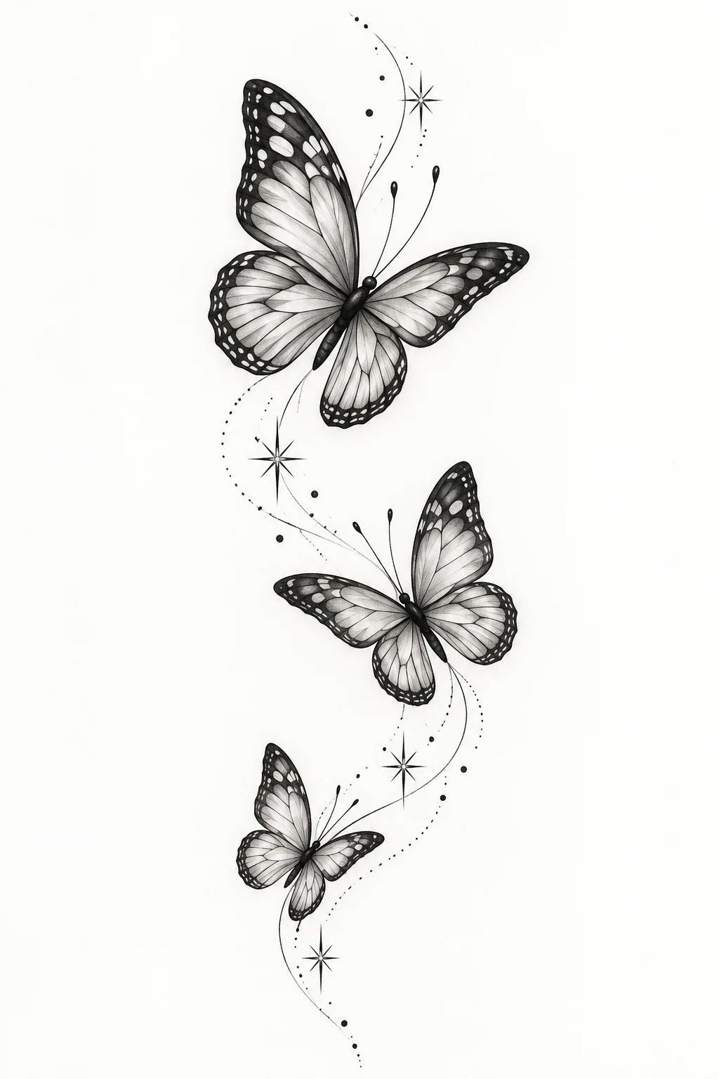 Minimal Butterfly Trio — tattoo ideas female butterfly style outfit