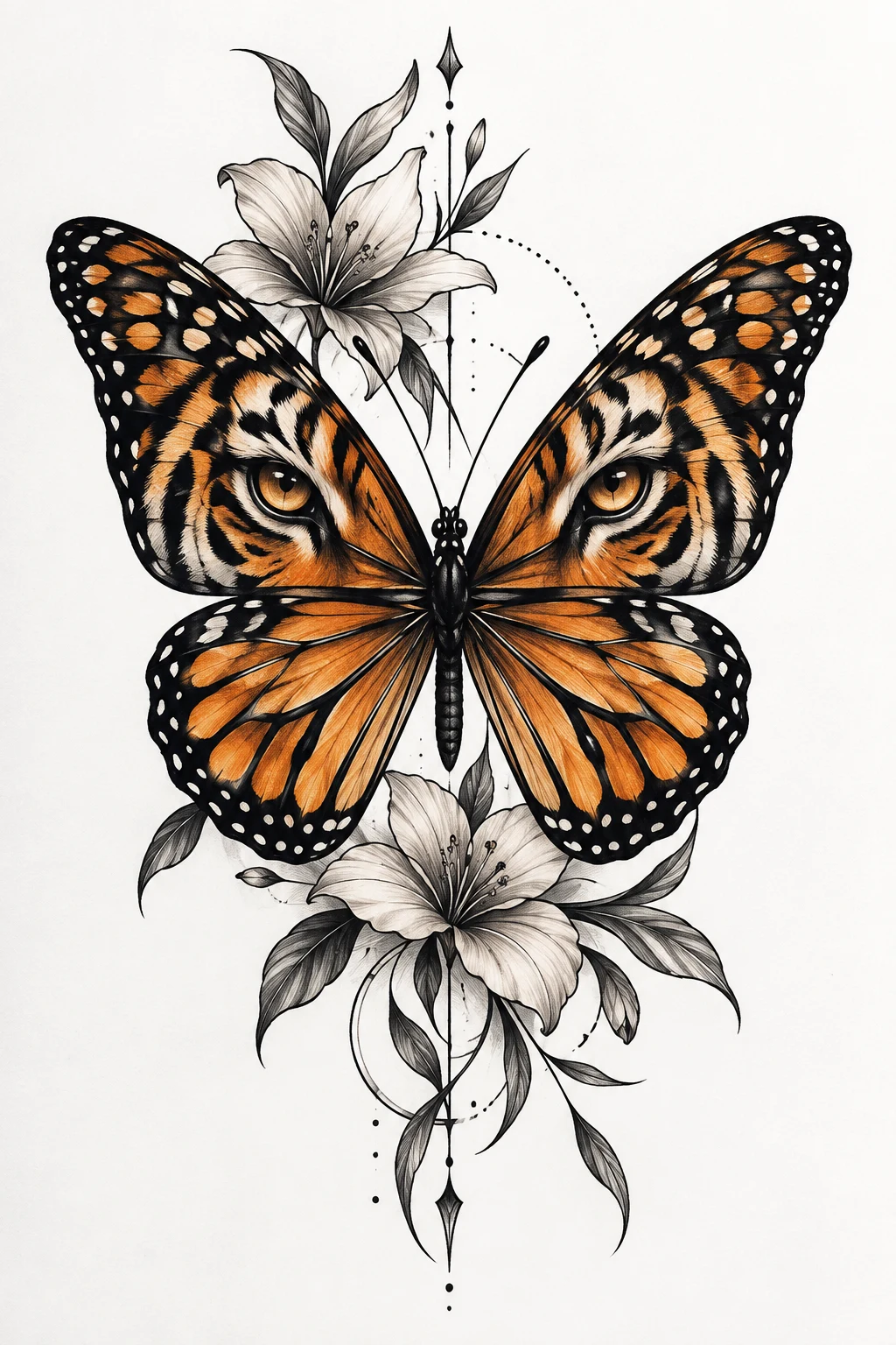 Striped Monarch Fusion — tiger butterfly tattoo style outfit