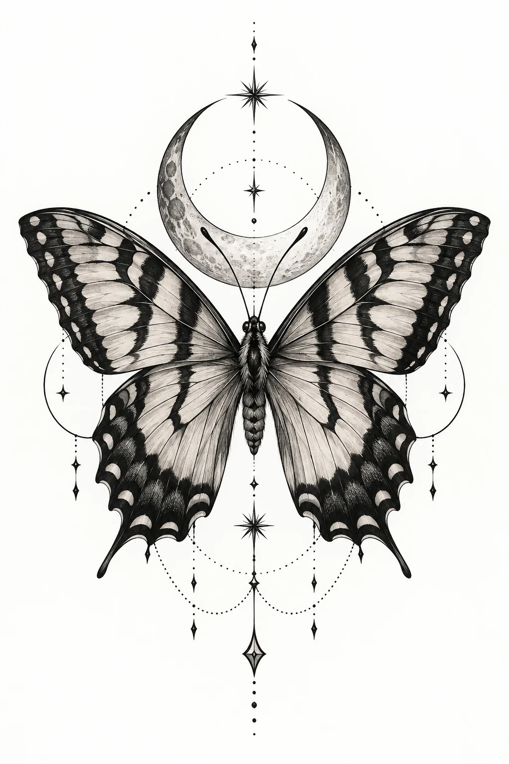 Crescent Moon Butterfly — tiger butterfly tattoo style outfit