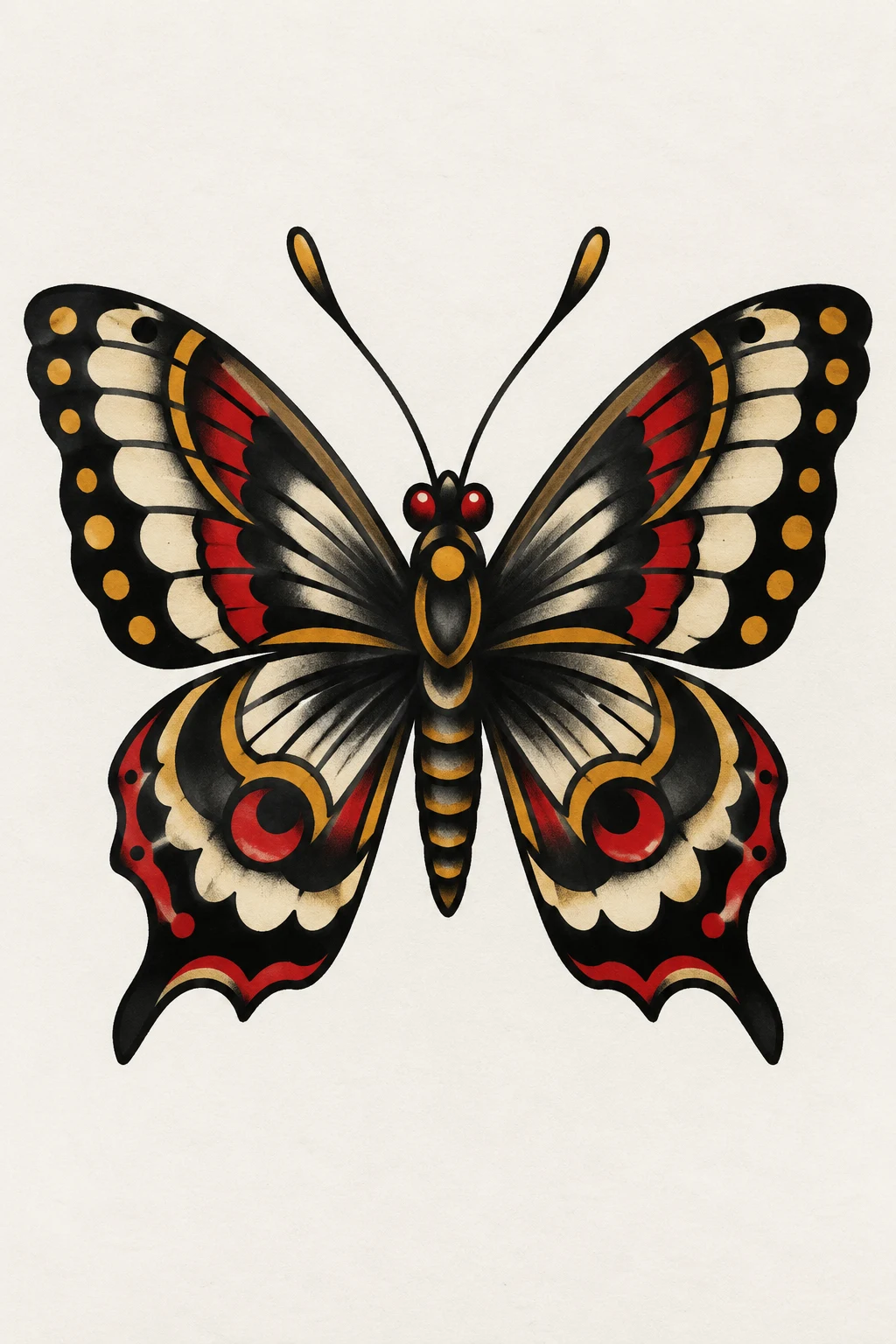 Traditional Butterfly Tattoo for Men — trad butterfly tattoo style outfit