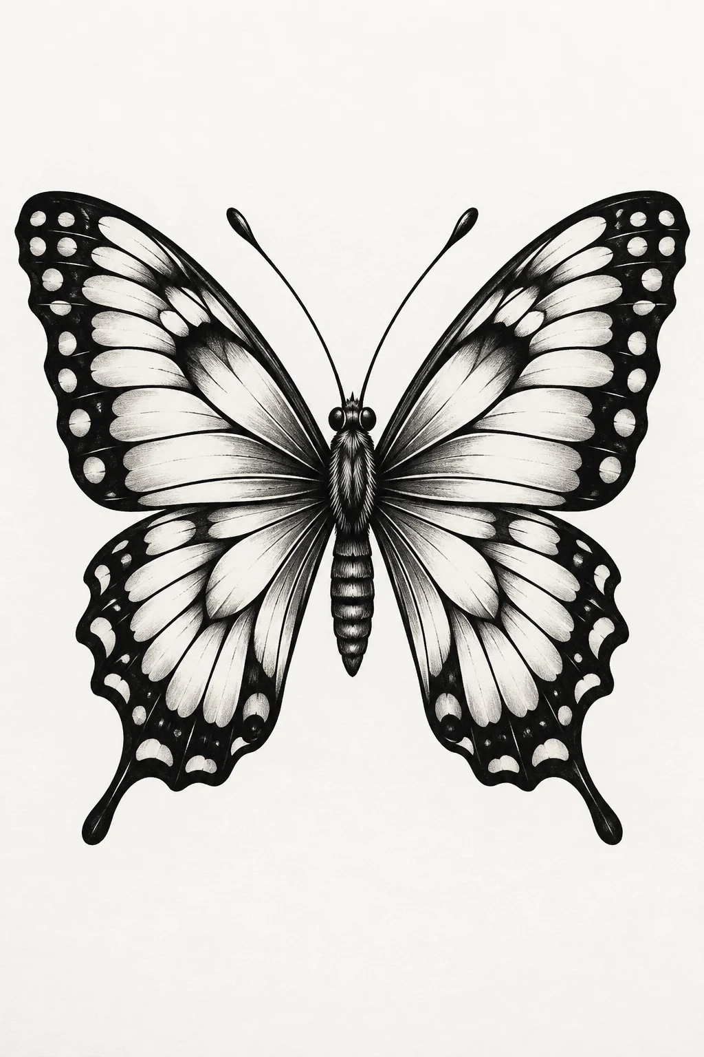 Black and White Butterfly Flash — trad butterfly tattoo style outfit