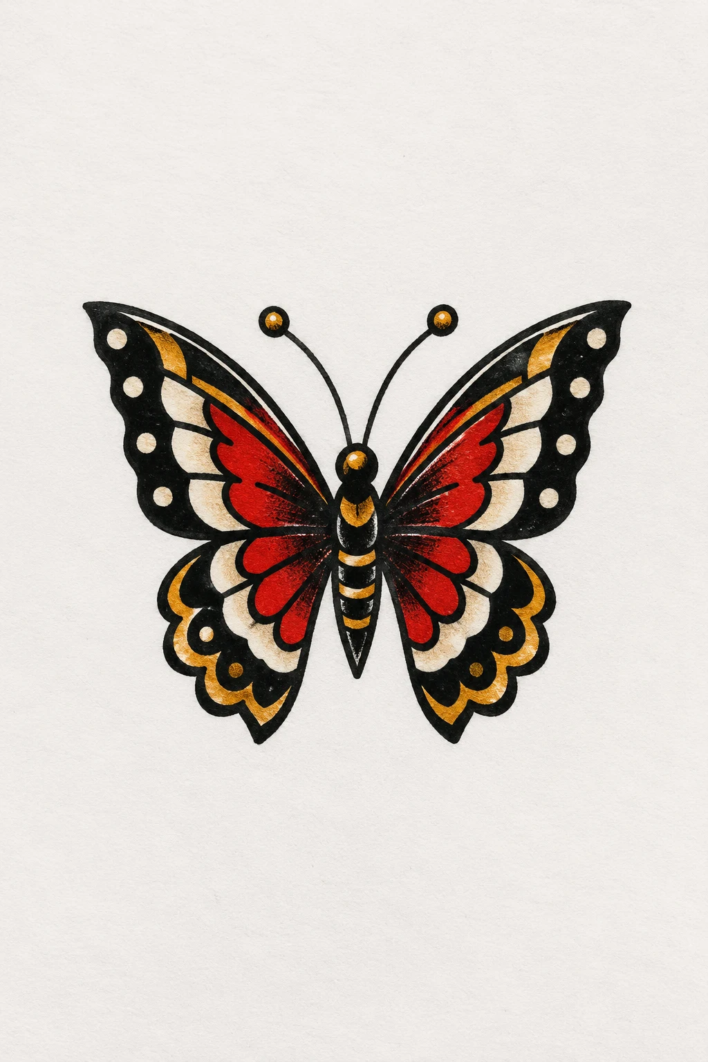 Small Traditional Butterfly Tattoo — trad butterfly tattoo style outfit