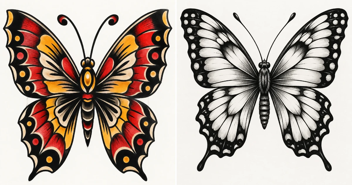 Trad butterfly tattoo: 12 Beautiful Tattoo Ideas for trad butterfly tattoo