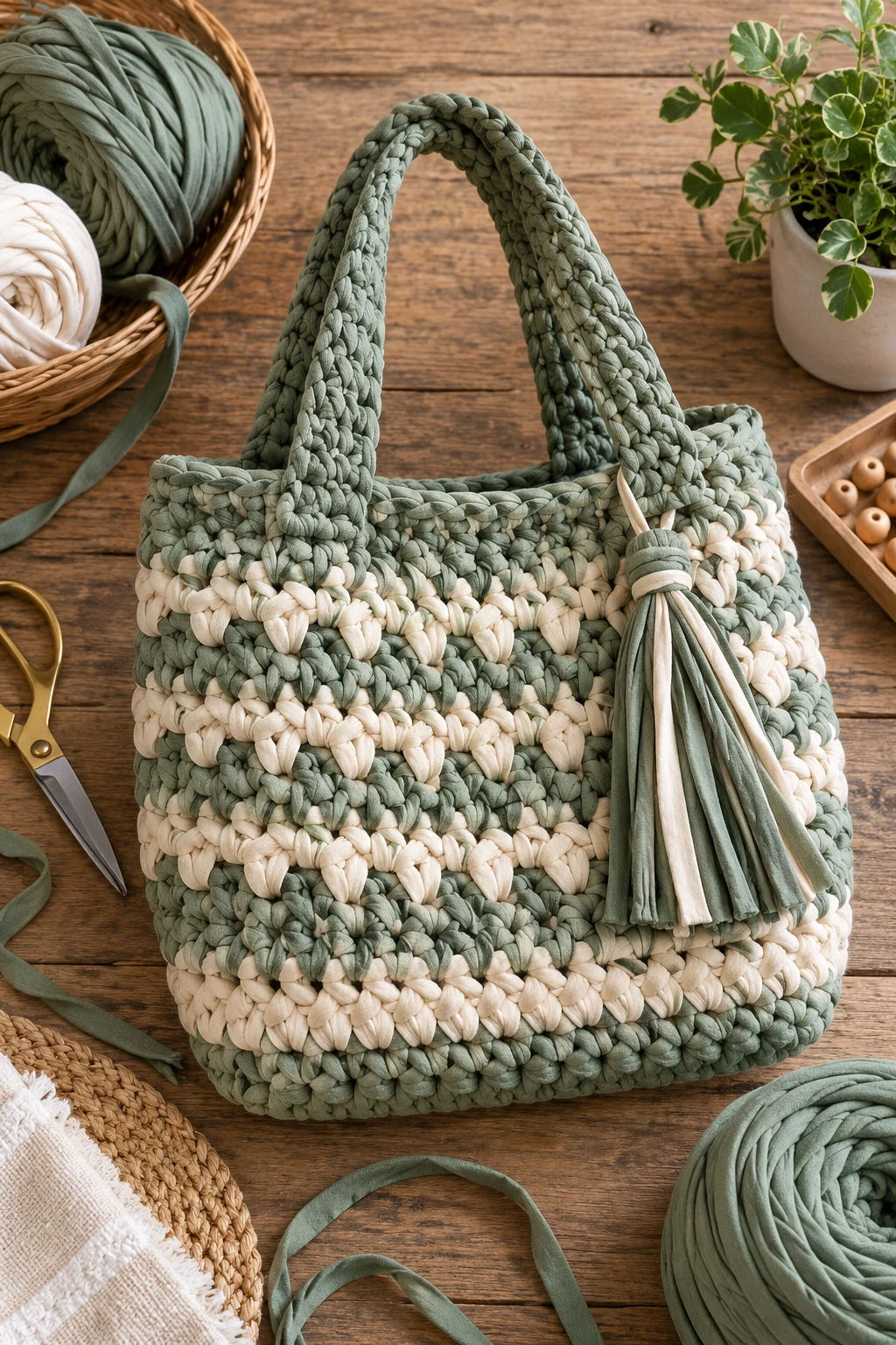 Recycled T-Shirt Crochet Bag — tshirt yarn crochet bag style outfit