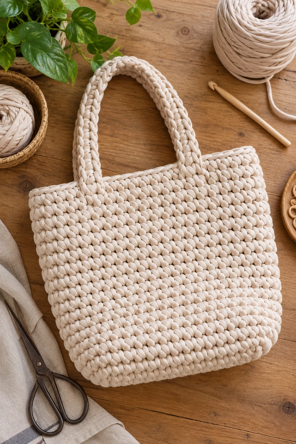 Beginner-Friendly T-Shirt Yarn Tote — tshirt yarn crochet bag style outfit