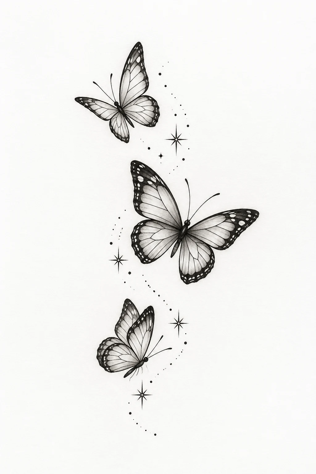 Tiny Butterfly Trio for a Small Butterfly Tattoo Design — unique butterfly tattoo creative style outfit
