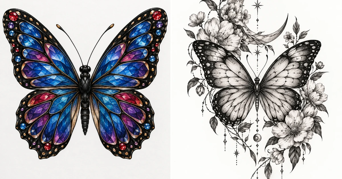 Unique butterfly tattoo creative: 7 Stunning Tattoo unique butterfly tattoo creative