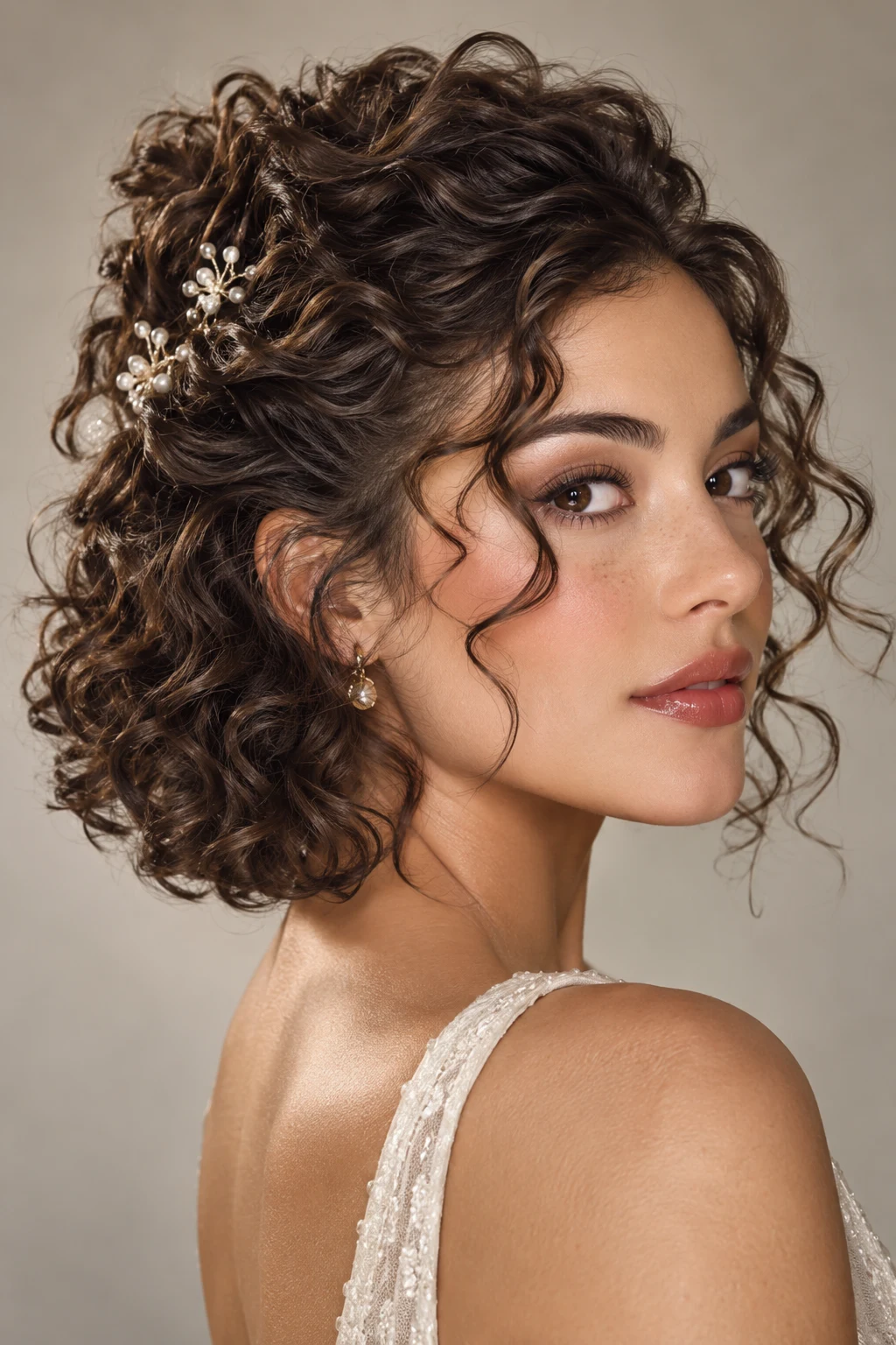Half-Up Curly Crown — updos for short curly hair style outfit