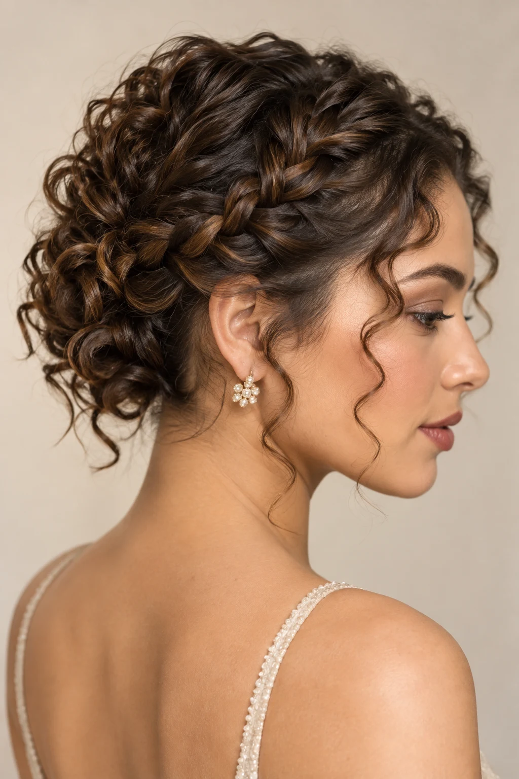Braided Curly Mini Updo — updos for short curly hair style outfit