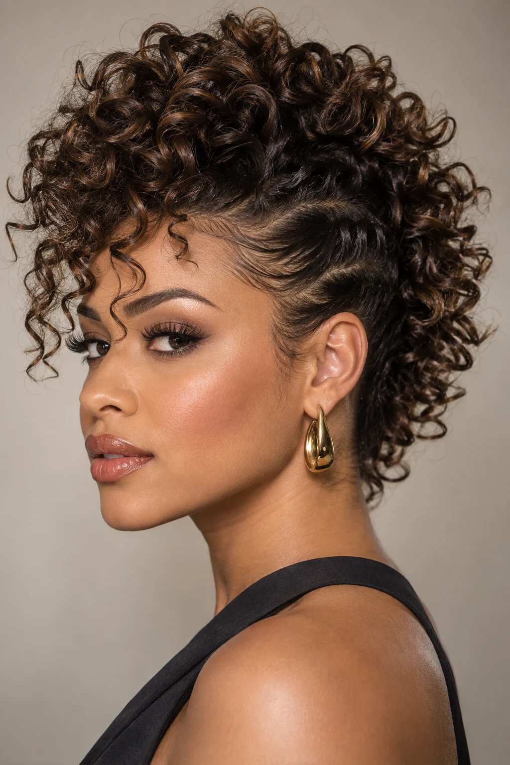 Curly Faux Hawk — updos for short curly hair style outfit