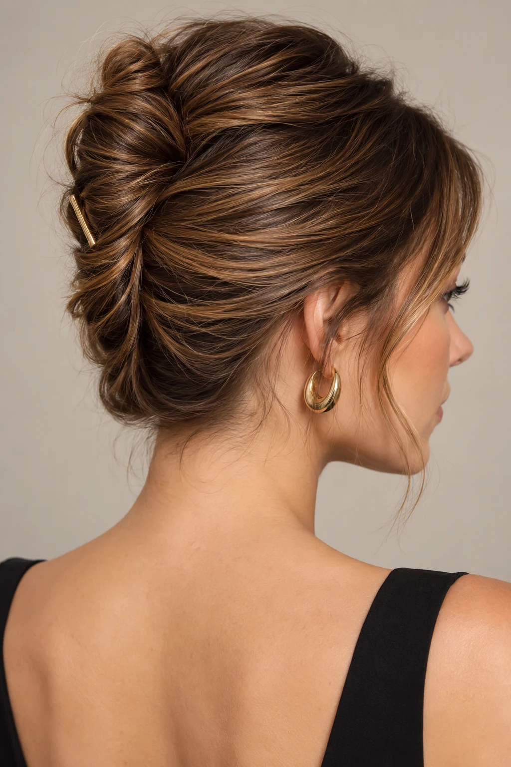 The Mini French Twist — A Chic Updo for Short Hair — updos for short hair style outfit