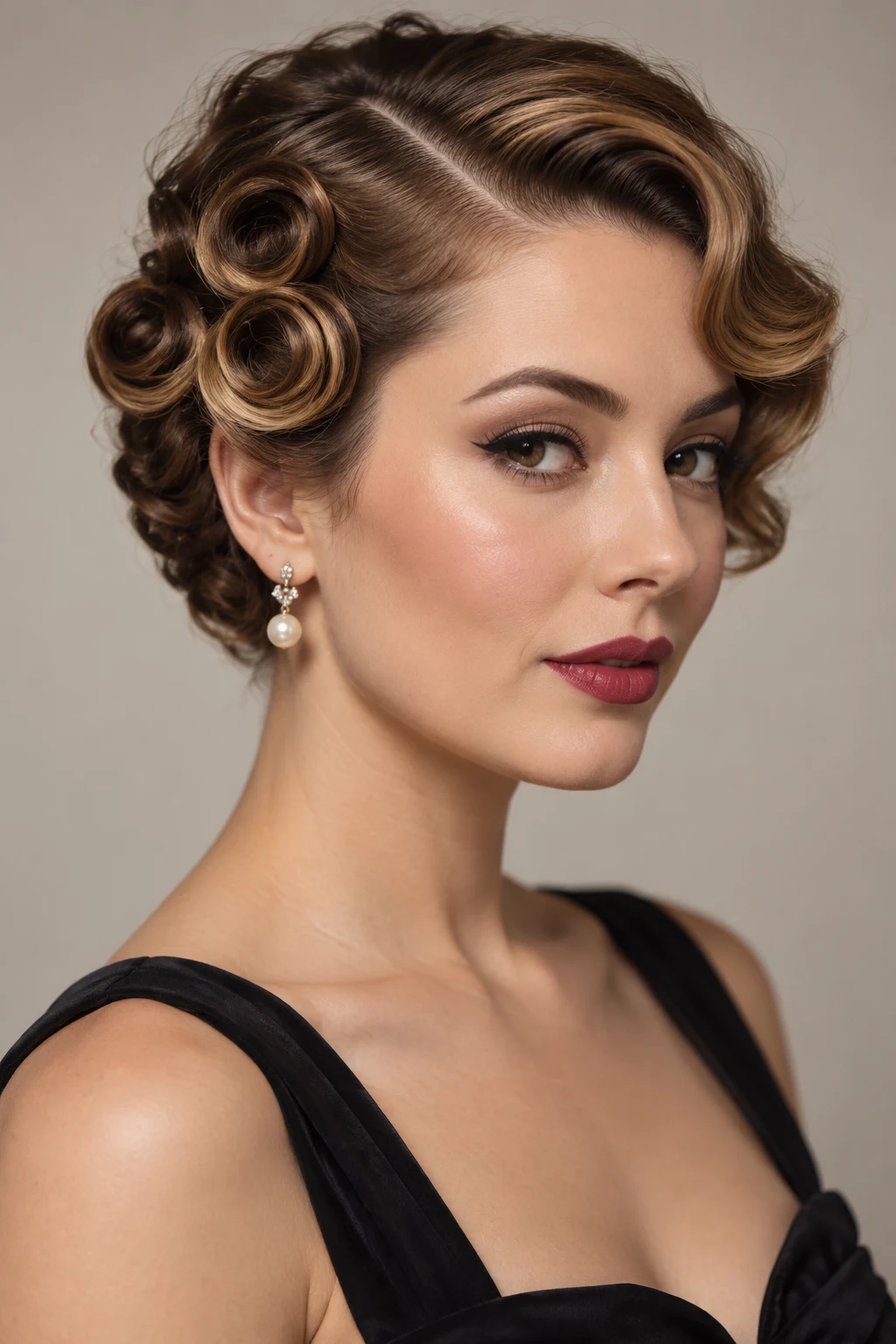 The Side-Parted Pin Curl — A Vintage Updo for Short Hair — updos for short hair style outfit