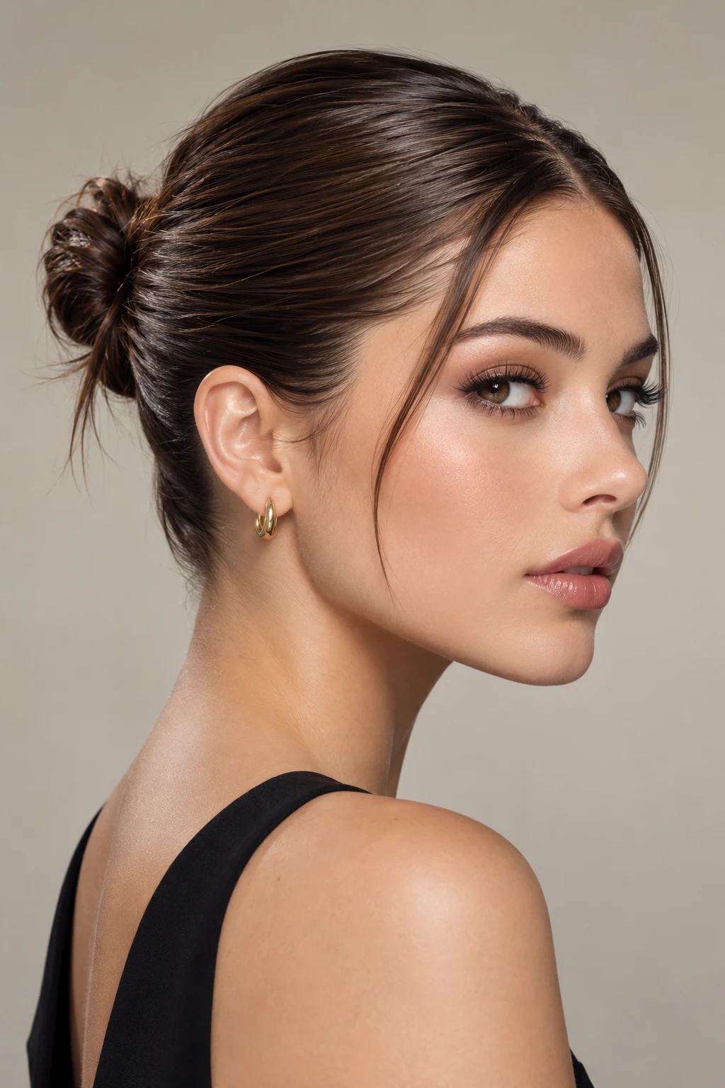 The Slicked-Back Mini Bun — Polished Updos for Short Hair — updos for short hair style outfit