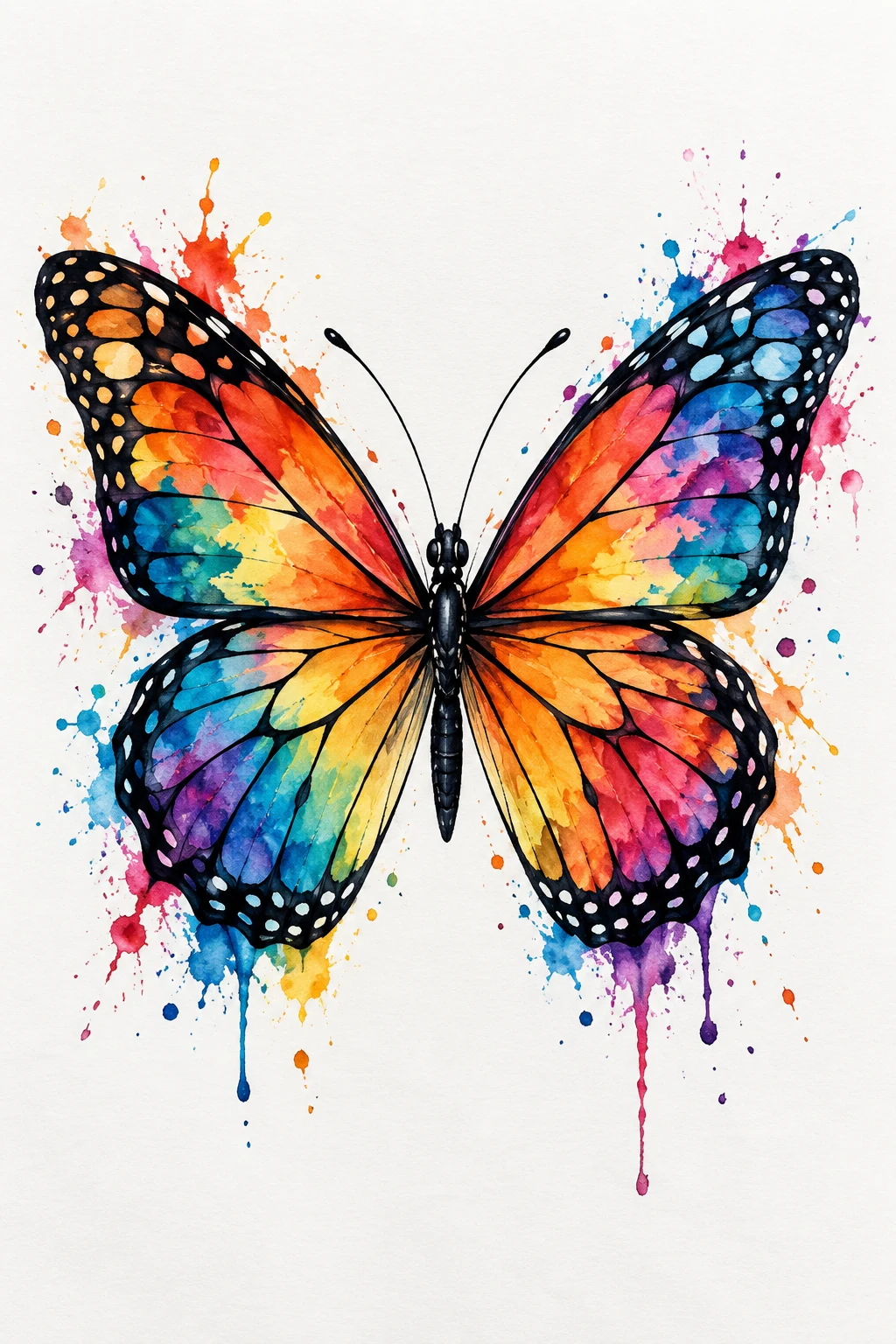 Rainbow Monarch Splash — Watercolor Butterfly Tattoo — watercolor butterfly tattoo style outfit