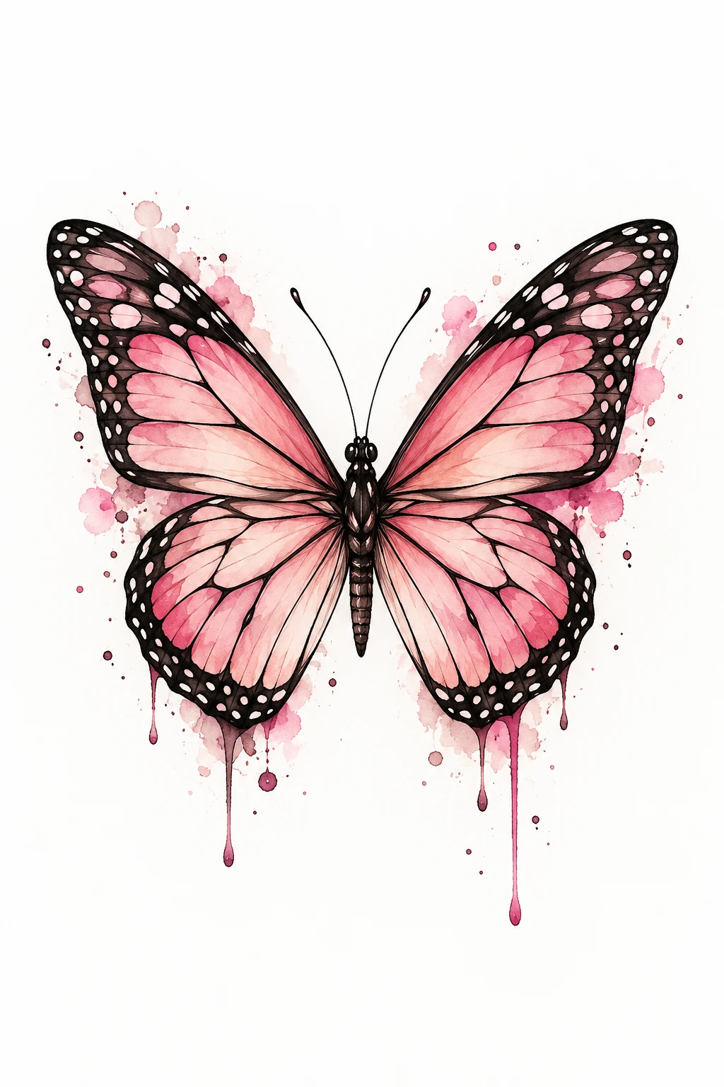 Minimalist Pink Monarch — watercolor butterfly tattoo style outfit
