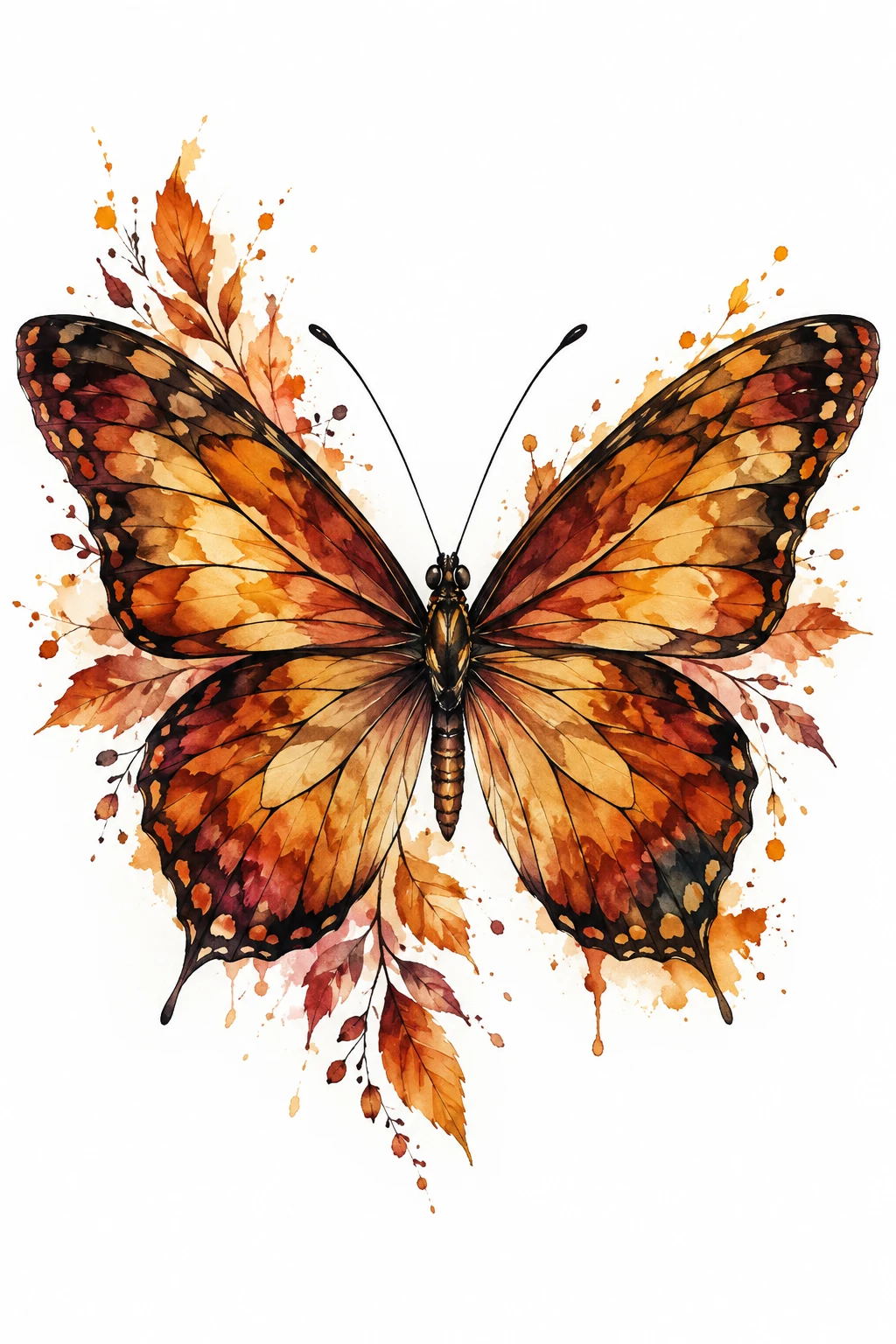 Butterfly in Autumn Tones — watercolor butterfly tattoo style outfit