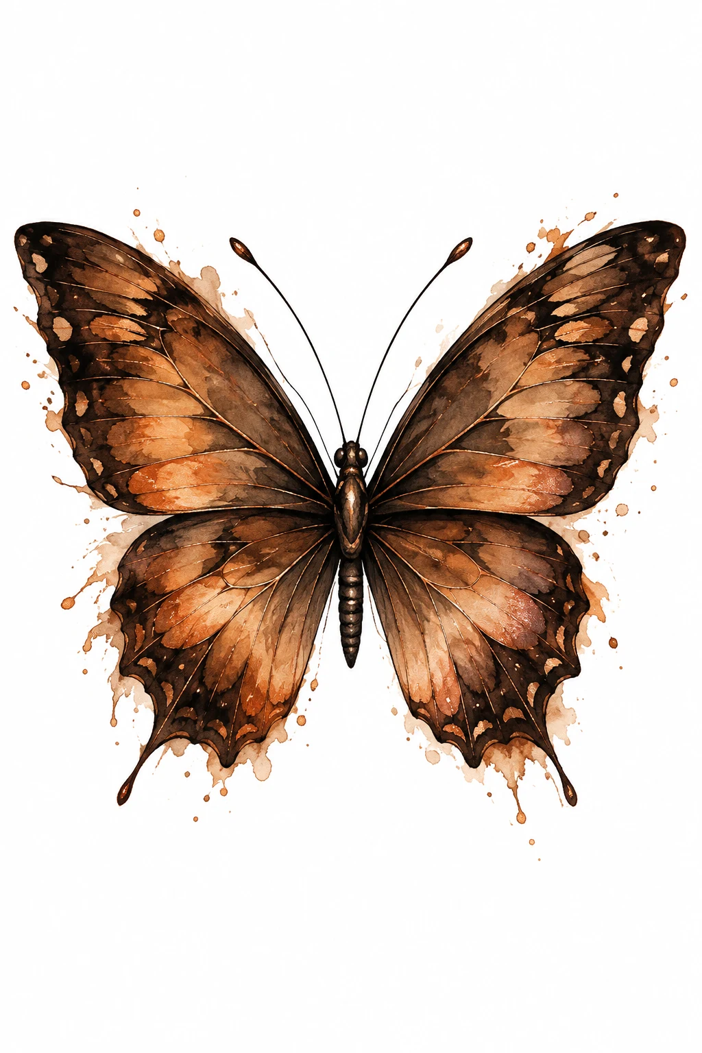 Brown Butterfly With Copper Highlights — watercolor butterfly tattoo style outfit