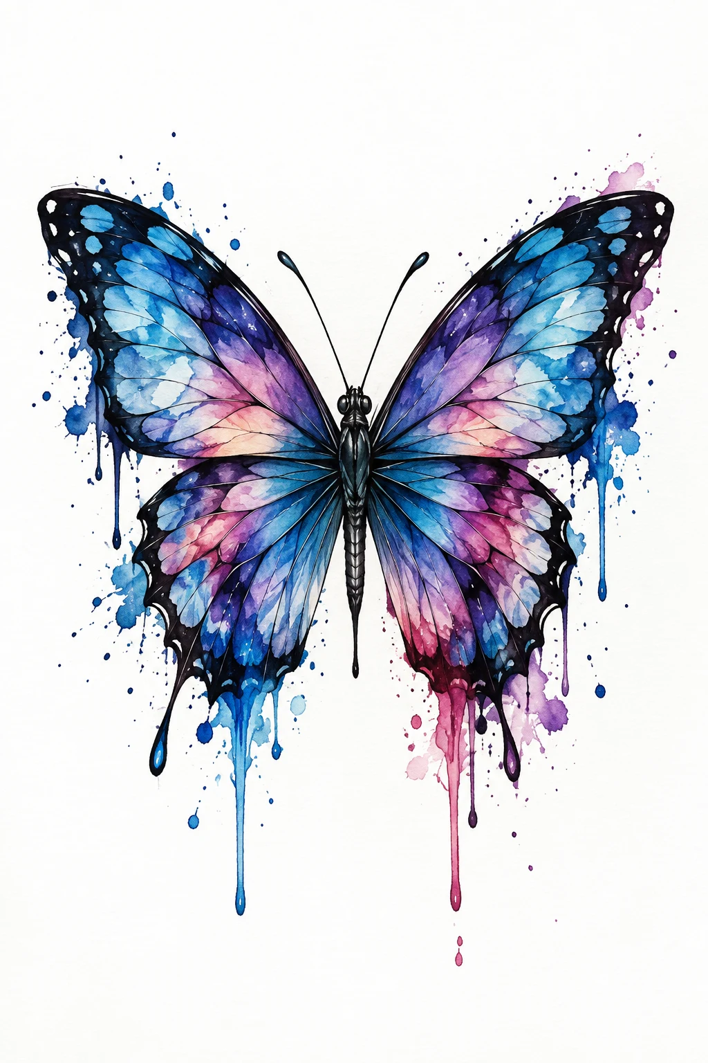 Butterfly With a Paint-Drip Effect — watercolor butterfly tattoo style outfit